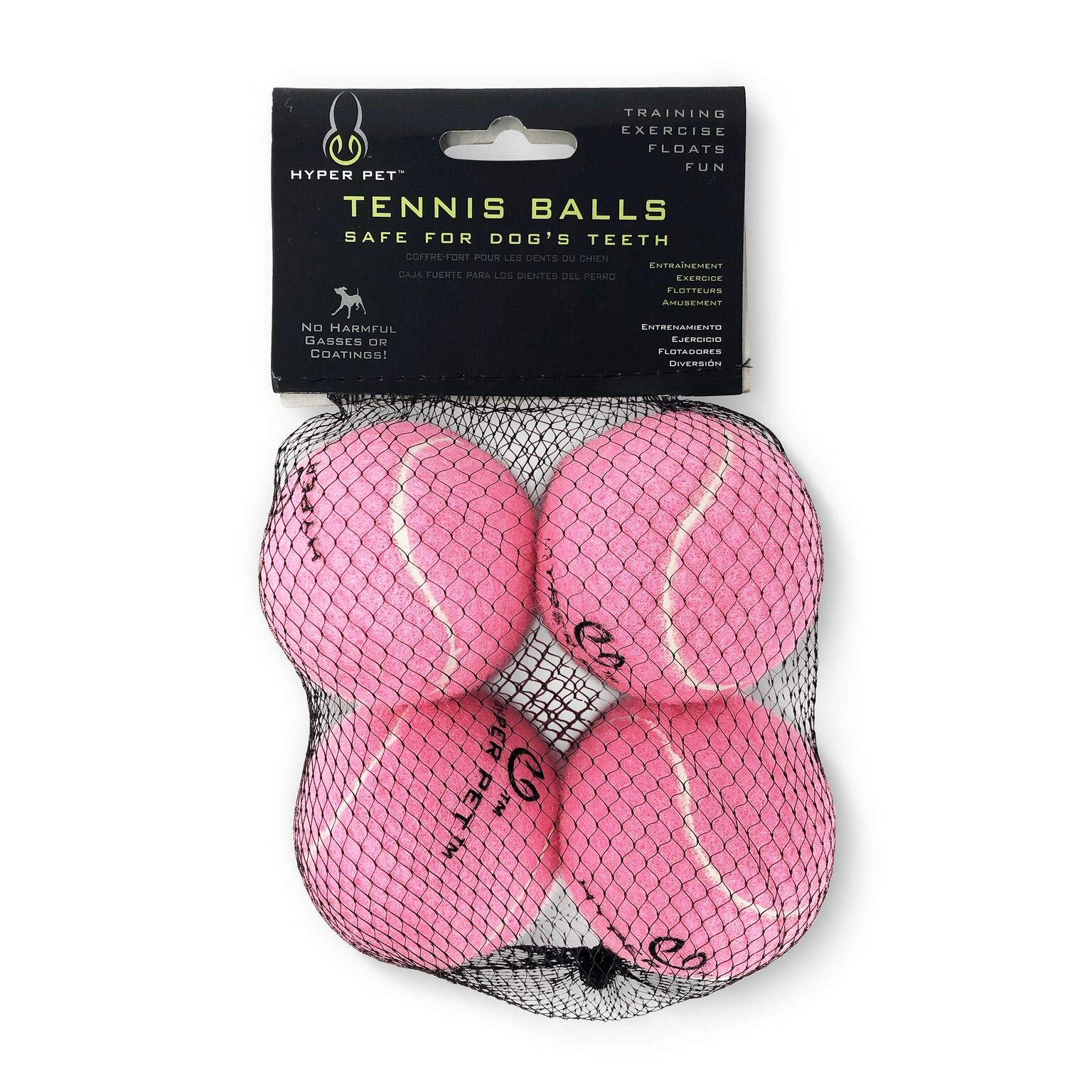 Hyper Pet Tennis Balls For Dogs (Pet Safe Dog Tennis Ball For Exercise And Training, Interactive Toys Work With Hyper Pet K9 Kannon K2 Launcher - 4 Pack 2.5' Pink