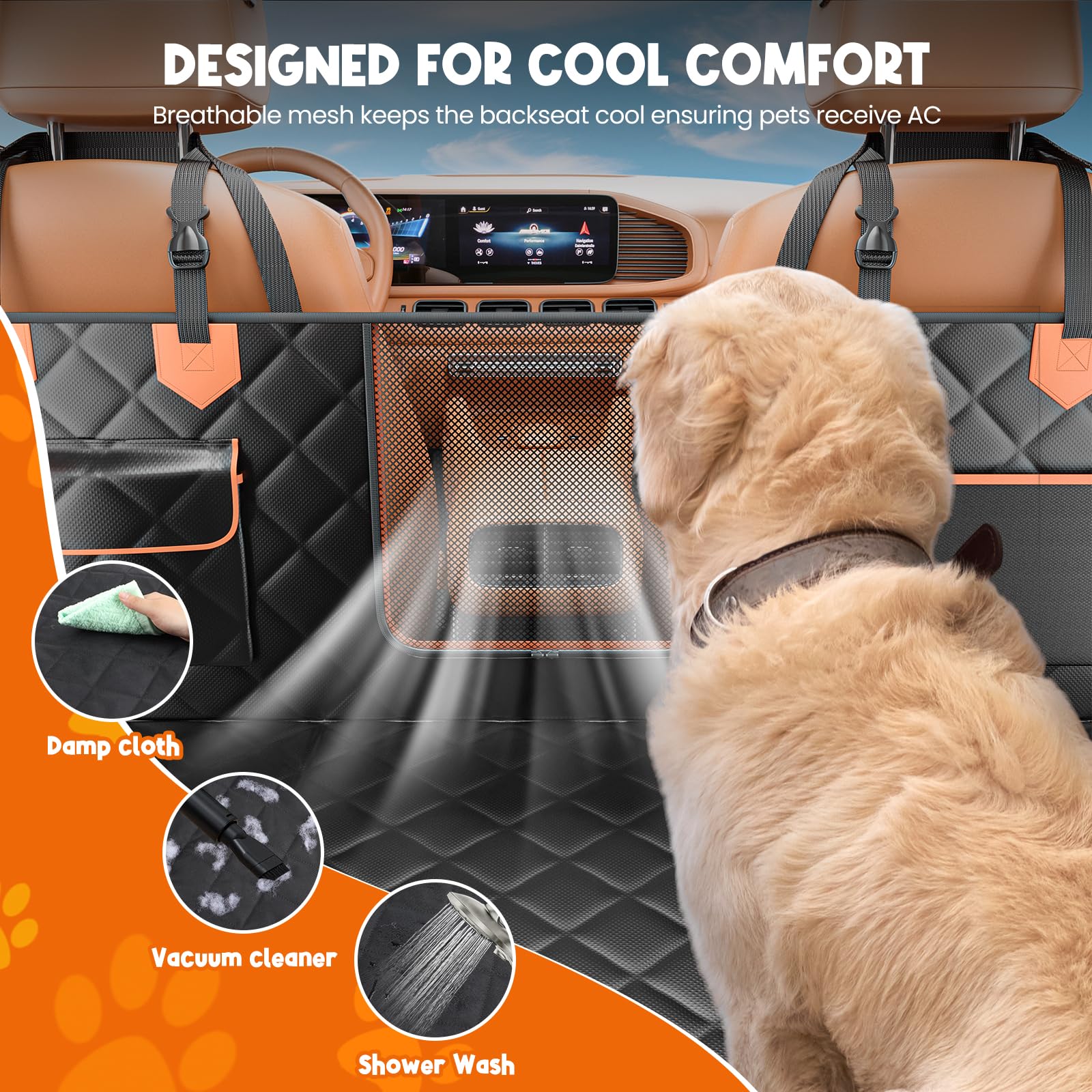 Ijvae Back Seat Extender For Dogs Hard Bottom Holds 500Lbs,Waterproof Dog Car Seat Cover For Back Seat, Truck-Large Space Dog Ha