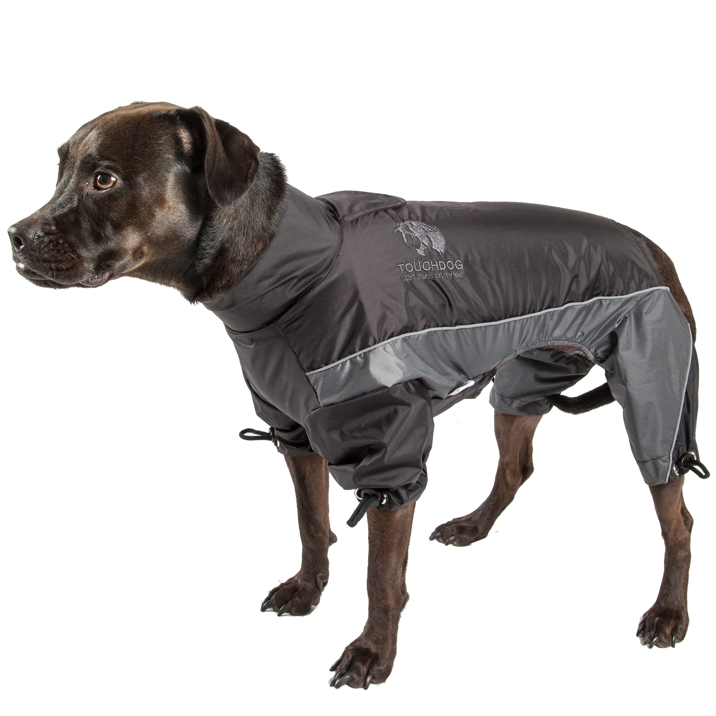 TOUCHDOG Quantum-Ice Full Body Bodied Adjustable and 3M Reflective Pet Dog Coat Jacket w/ Blackshark Technology, Small, Black,
