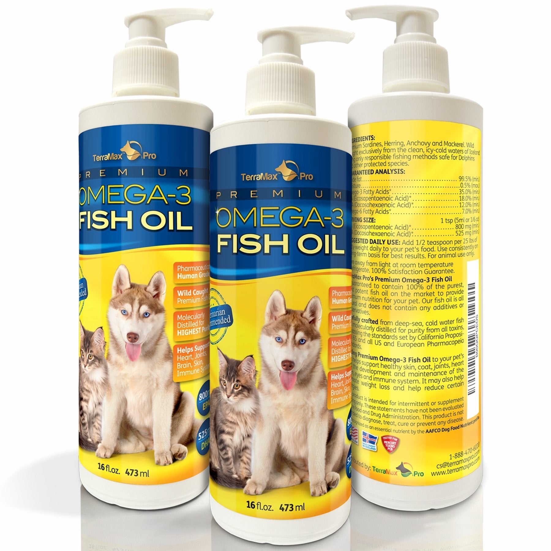 TerraMax Pro Premium Omega3 Fish Oil for Dogs and Cats, Liquid, 16 Fl. Oz.