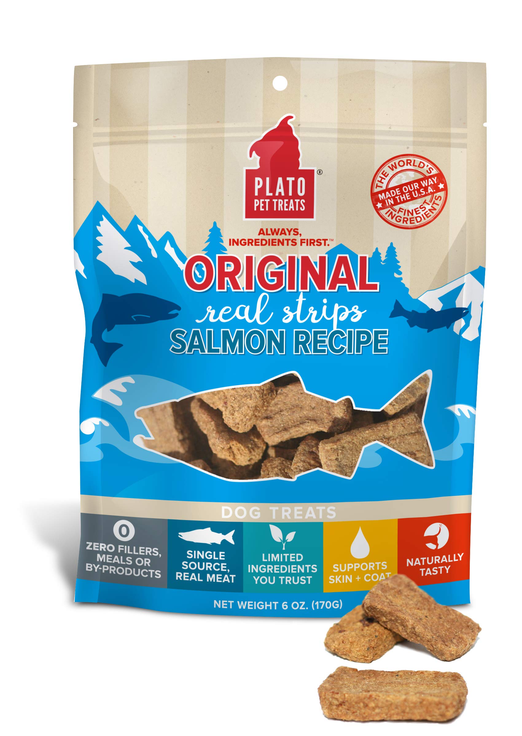 Plato Dog Strips Salmon 18Oz