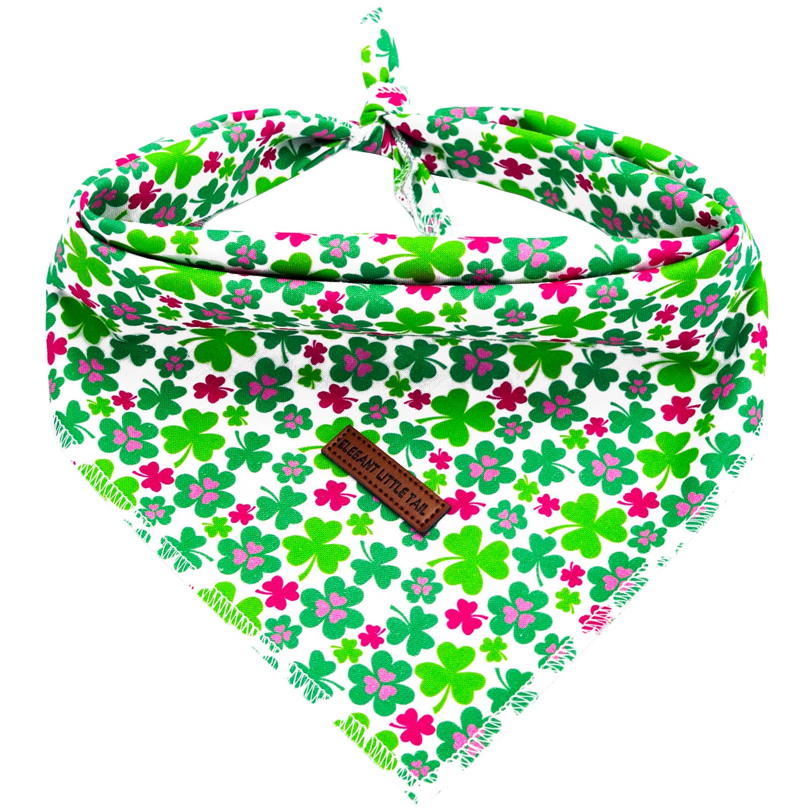 Elegant Little Tail Dog Bandanas - 1Pack Lucky Colver Pet Gift Washable Dog Scarf Holiday Girl Boy Square Bib Kerchief Scarf Adj
