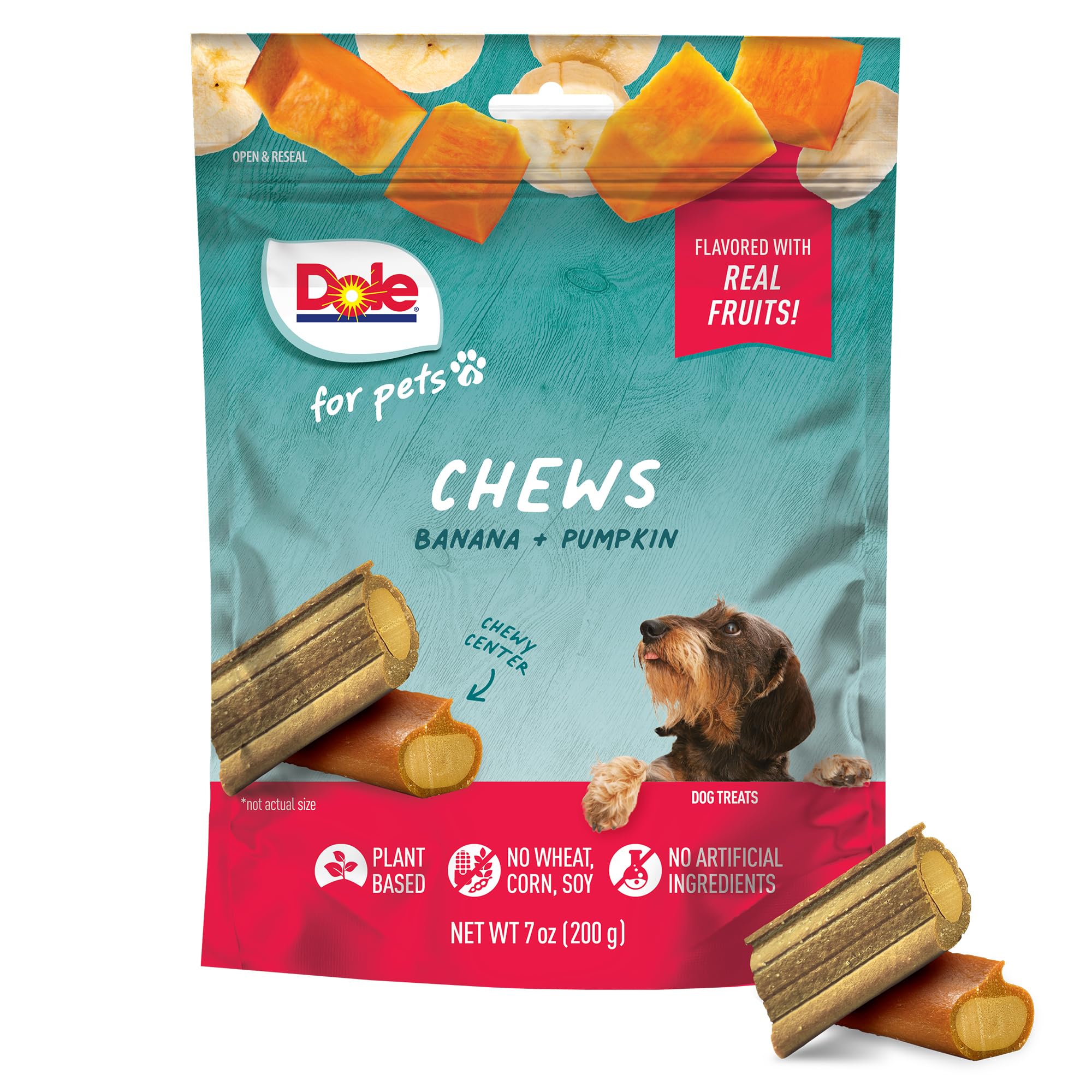 Dole for Pets Freshly Fetched Dog Chews, Assorted Banana & Pumpkin Flavor Dog Treats, 7oz | Flavored with Real Veggies, No Wheat