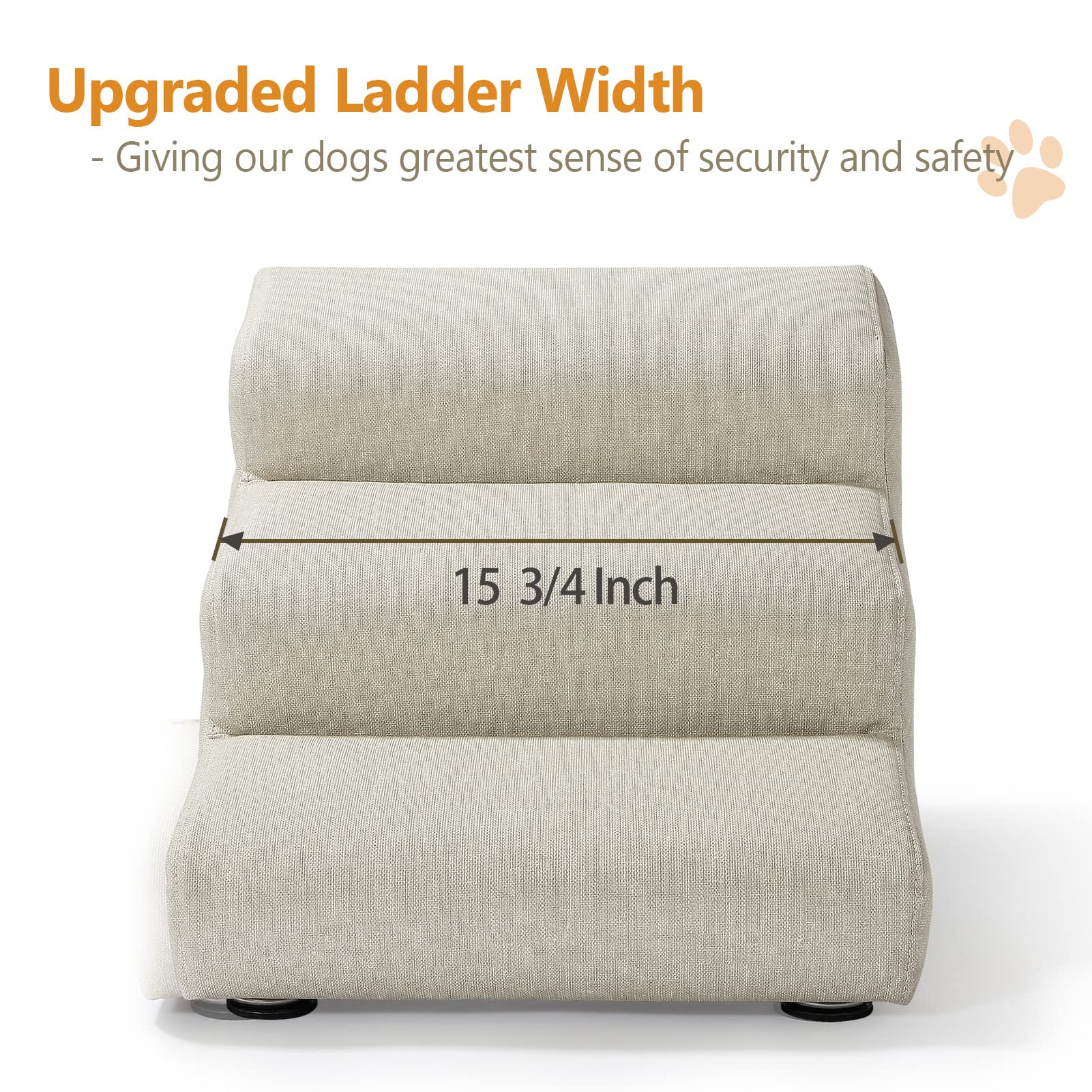 Senneny Imitation Linen Faux Leather Dog Stairs, For Pets Up To 150 Lbs, Waterproof, Scratch Resistant Pet Steps/Stairs With Hig