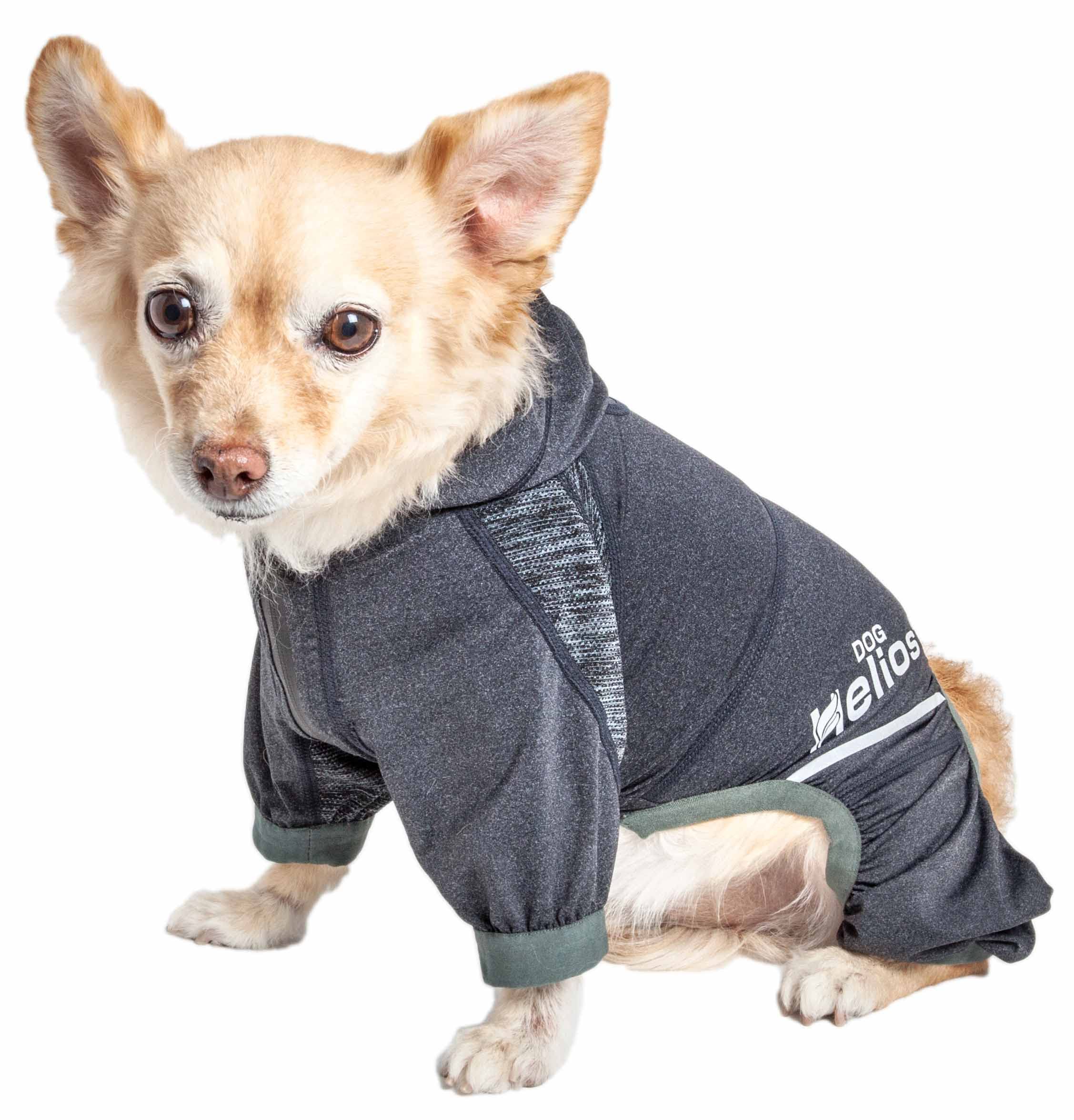 Dog Helios  Namastail Lightweight 4-Way Stretch Breathable Full Bodied Performance Yoga Dog Hoodie Tracksuit, Medium, Black