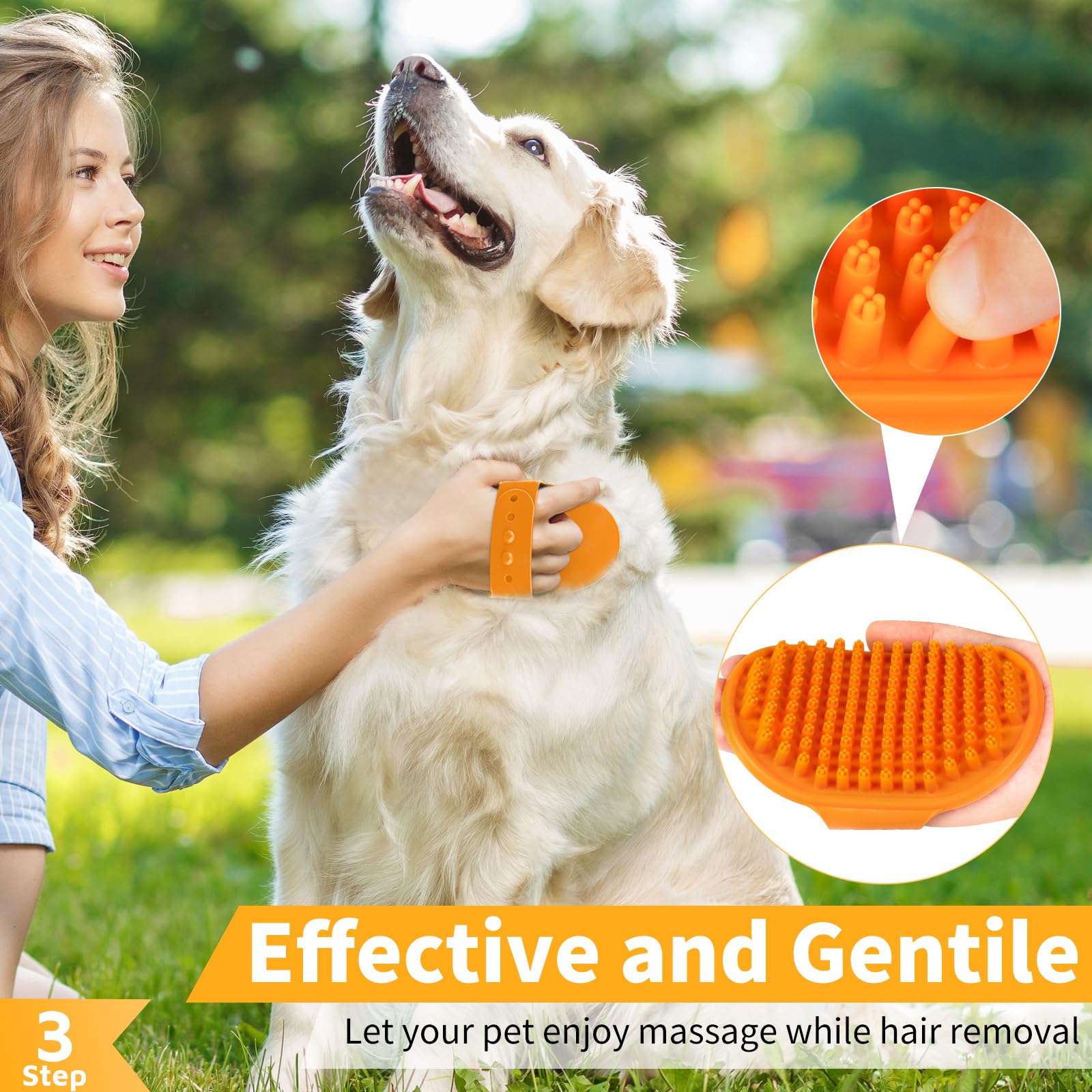 Comotech 3Pcs Dog Bath Brush (Yellow Yellow Orange)