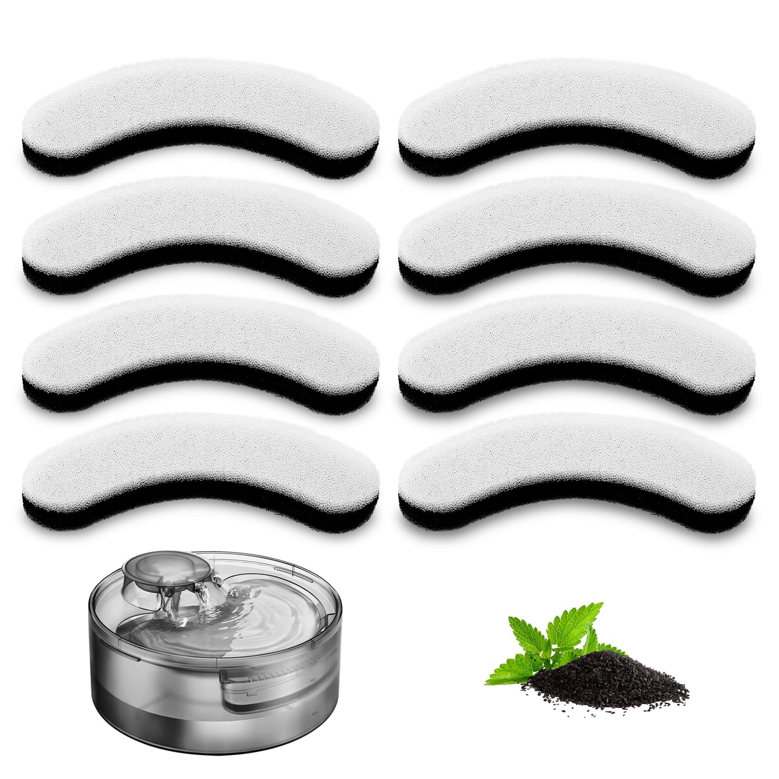 Compatible with DF10 & DF30 Automatic Pet Water Dispenser, Water Filter Replacement, Carbon Cat Water Fountain Filters, Triple F