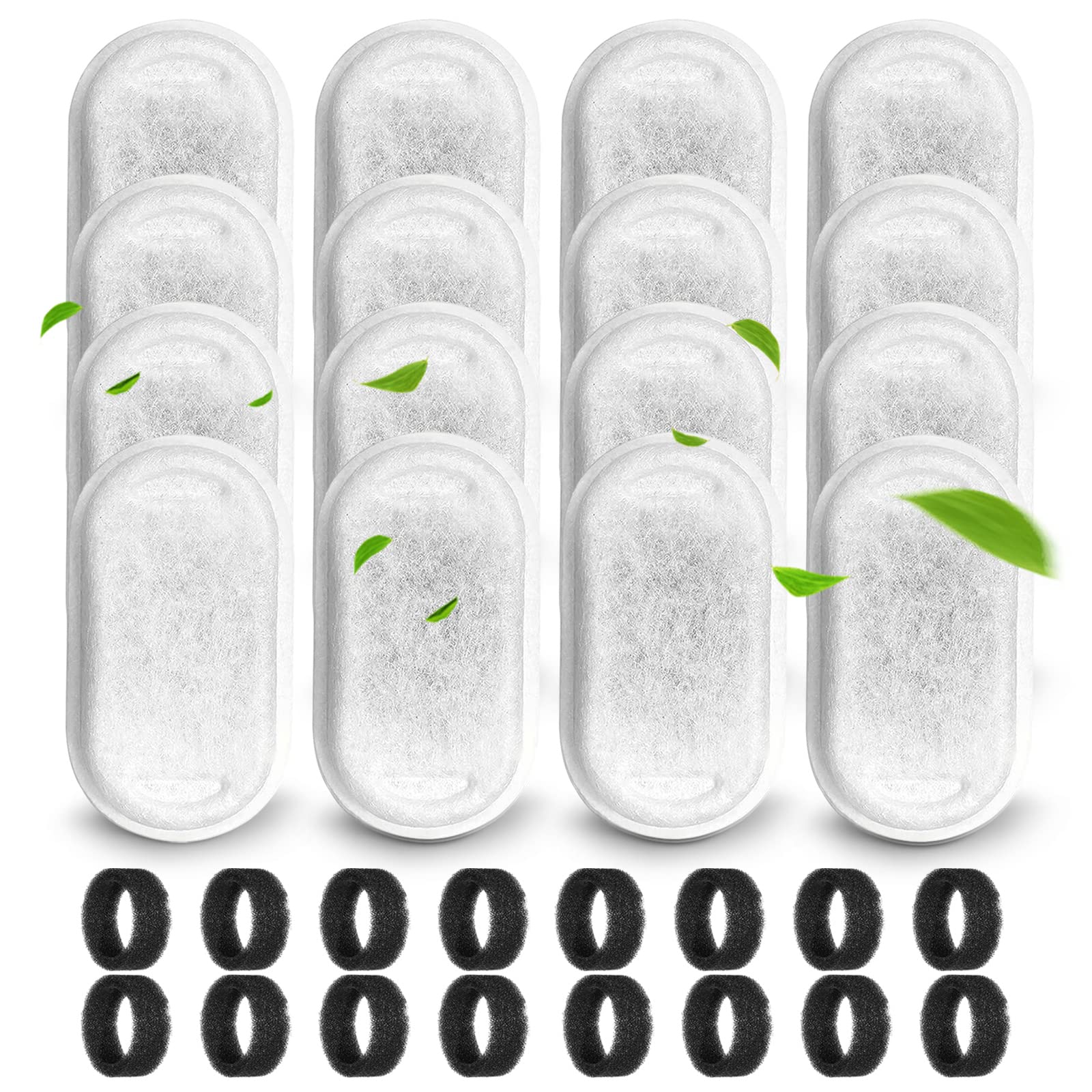 Cat Water Fountain Filters for 108/3.2L& 67oz/2L Stainless Steel Pet Water Dispenser,16 Cat Fountain Filter Replacement with 16 