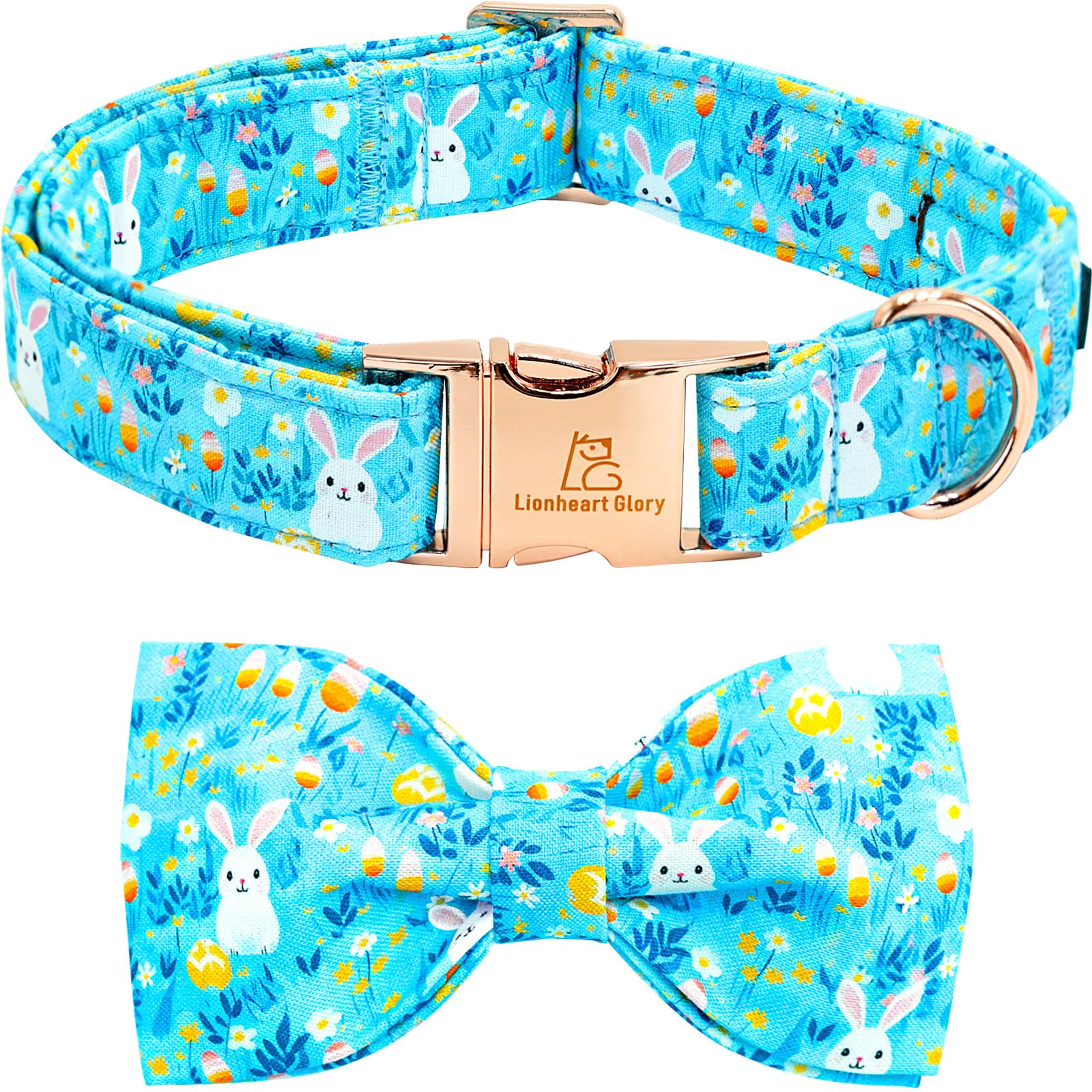 Lionheart Glory Dog Bow Collar Easter Day Dog Collar For X-Small Dogs,Easter Rabbits Colorful Dog Collars With Bowtie Spring Bun