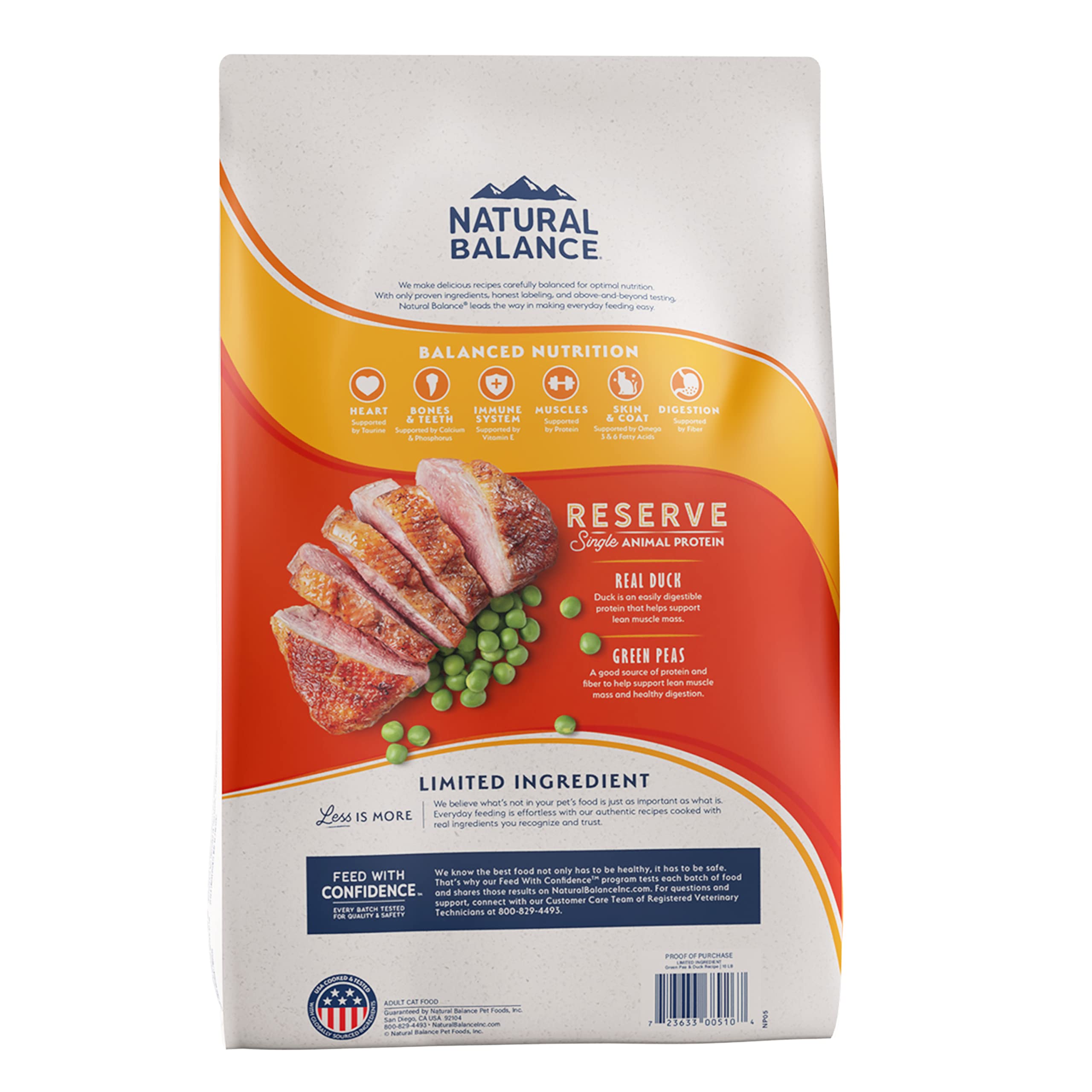 Natural Balance Limited Ingredient Adult Grain Free Dry Cat Food, Reserve Duck & Green Pea Recipe, 4 Pound (Pack of 1)