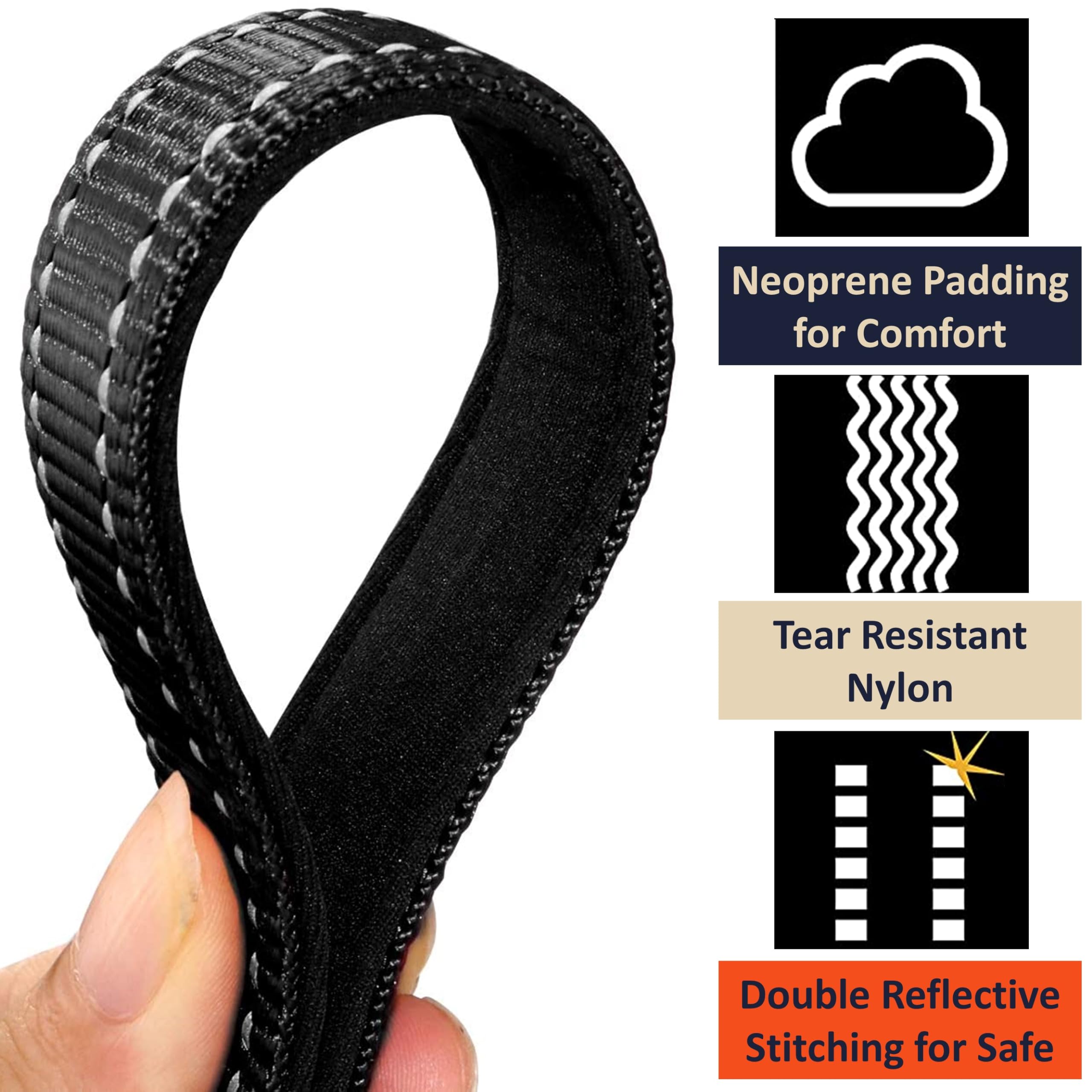 Deyace Martingale Collar For Dogs Large Breed, Adjustable Reflective Stainless Steel Chain Collar With Comfortable Soft Padded F