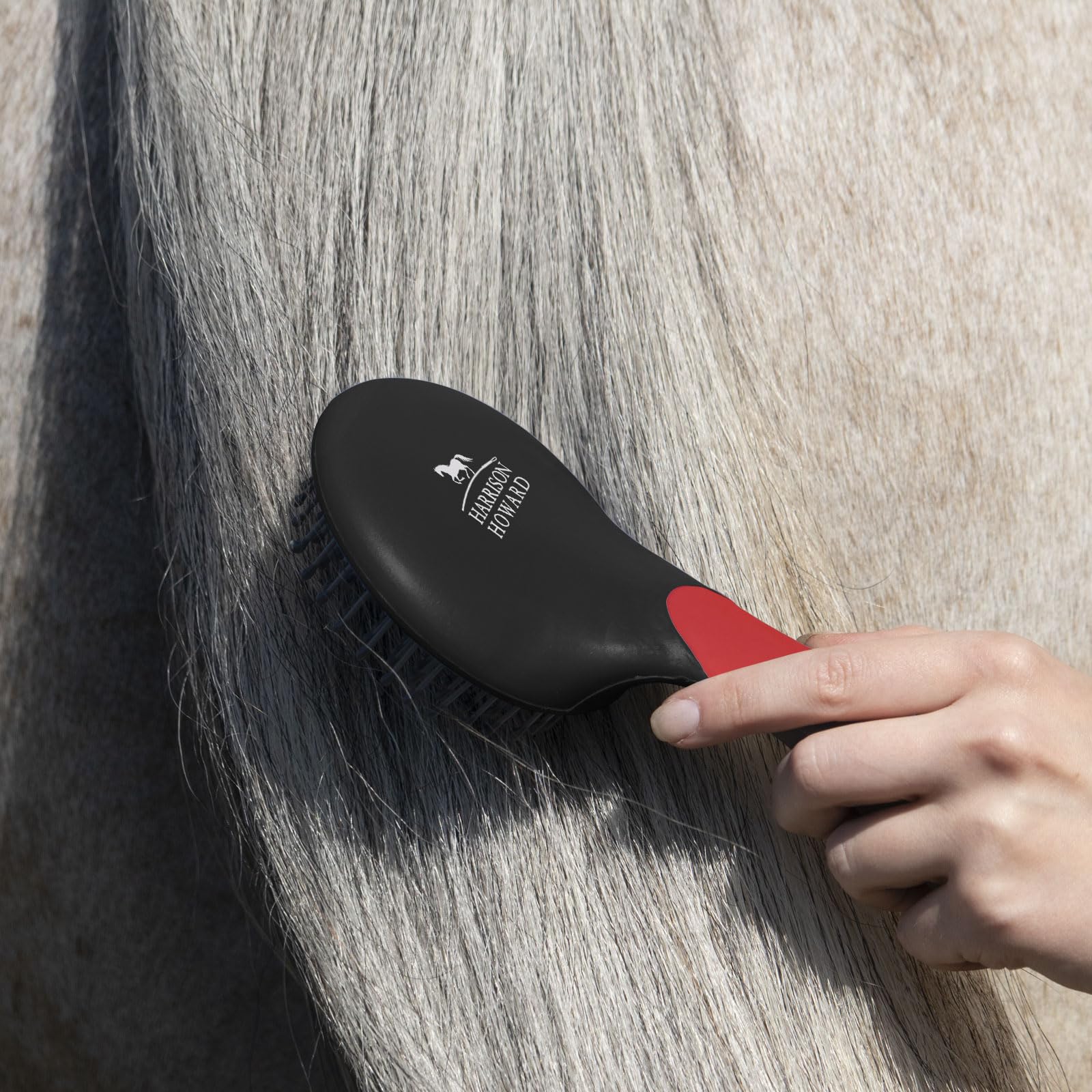 Harrison Howard Horse Mane And Tail Brush Horse Professional Grooming Brush Equestrian Detangler Non-Slip Brush Red