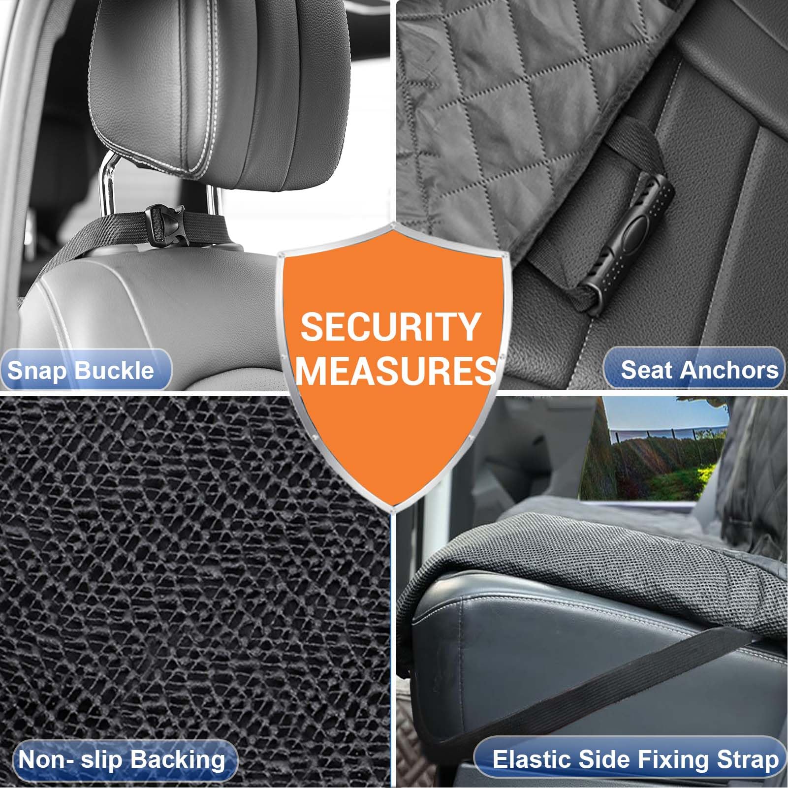 EasyHaWei Dog Car Seat Cover for Back Seat Bench Cover, Compatible for Armrest 100% Waterproof & Nonslip Backseat Protector for