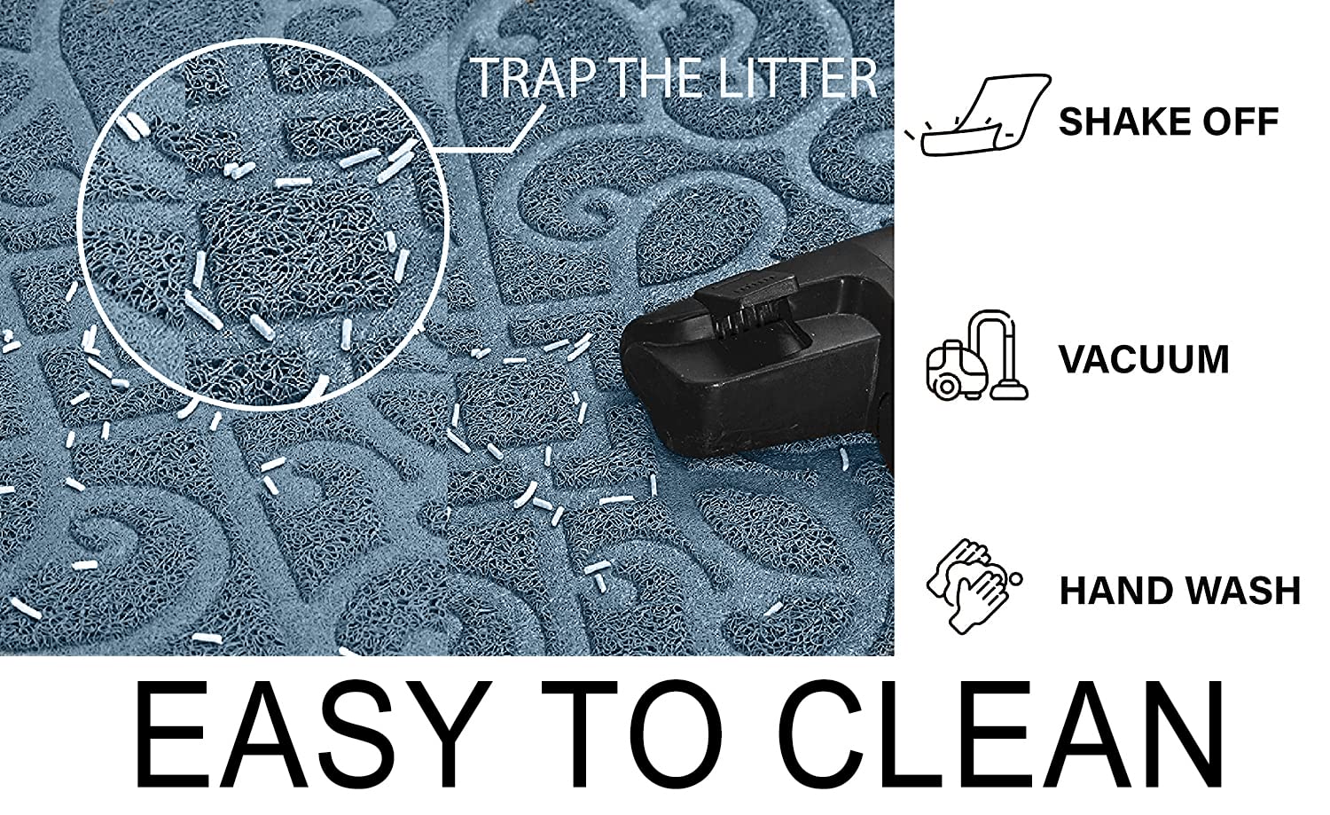 Petlike Cat Litter Box Mat, Thick Kitty Litter Trapping Mat, Durable,Waterproof &Washable With Non-Slip Backing, Soft On Kitty P