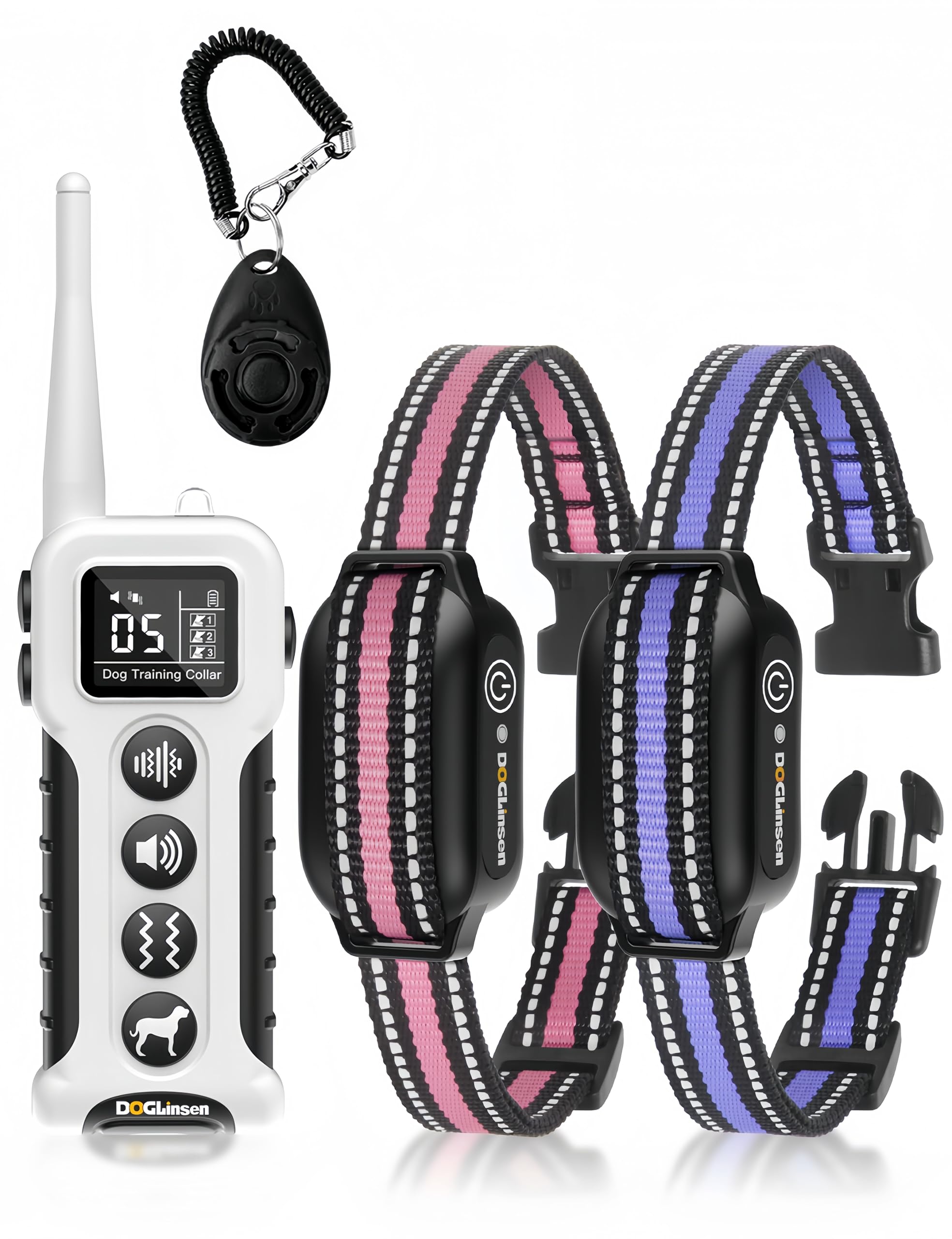 Doglinsen No Shock Dog Training Collar 2 Dogs, Dog Vibration Collar With Controller 3300Ft, No Shock Vibrating Dog Collar, Vibra