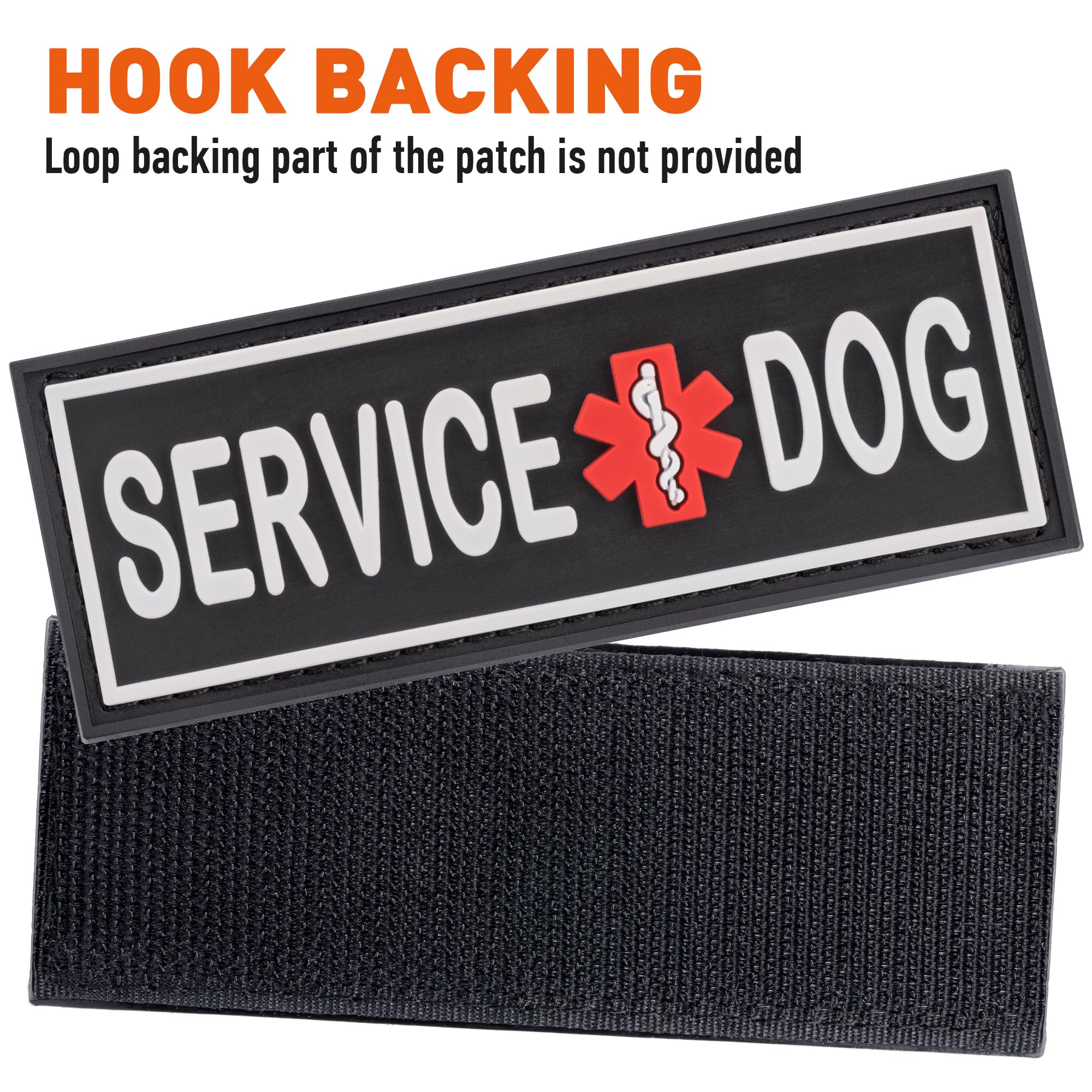 Dogline Service Dog Patch For Harness And Vest Removable 3D Rubber Patches Hook Backing For Small Or Large Working Dogs