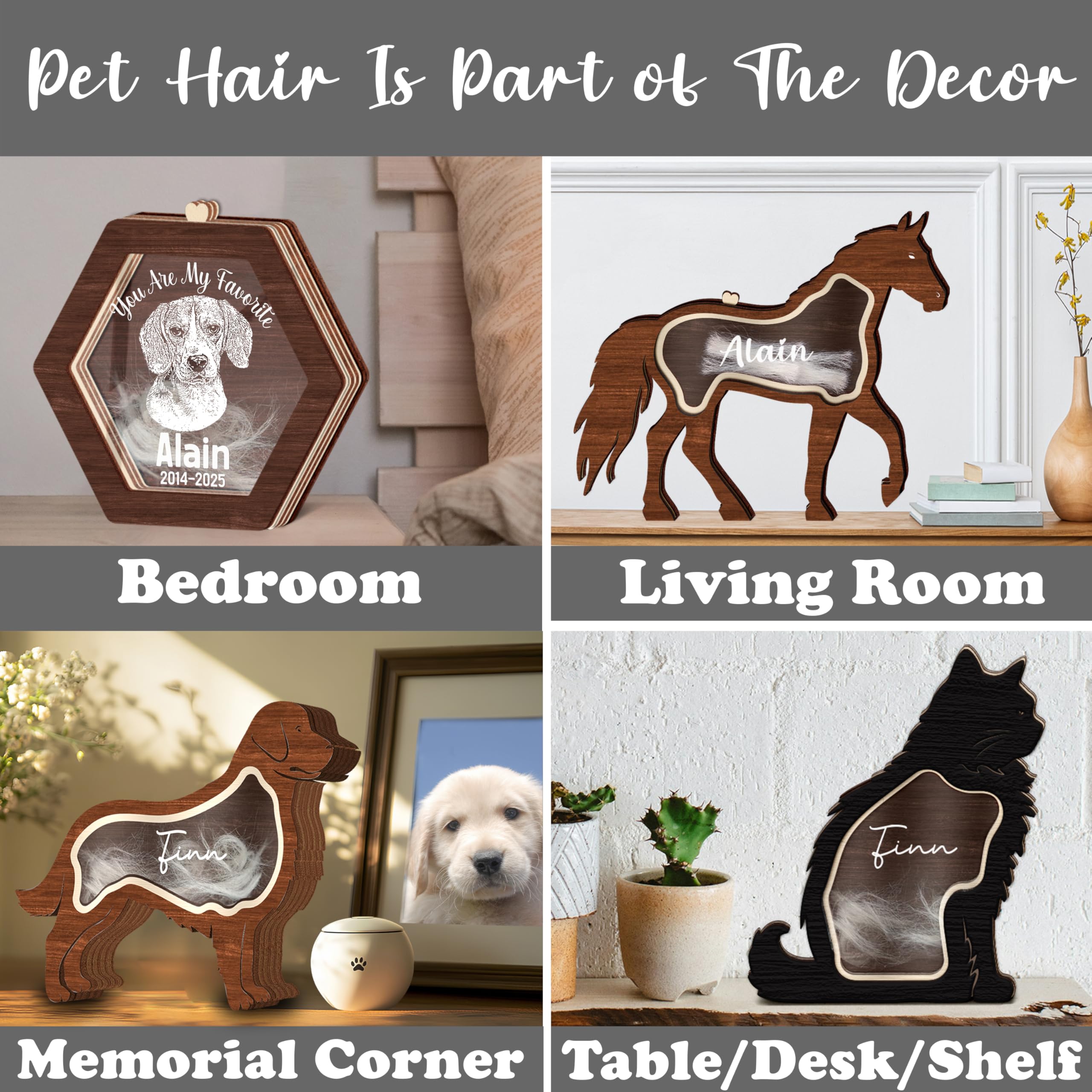 Pug Dog Hair Keepsake Box Wooden Pet Fur Gifts For Dog Cat Unique Dog Shape Standable Tabletop Decoration Pet Dog Memorial Idea