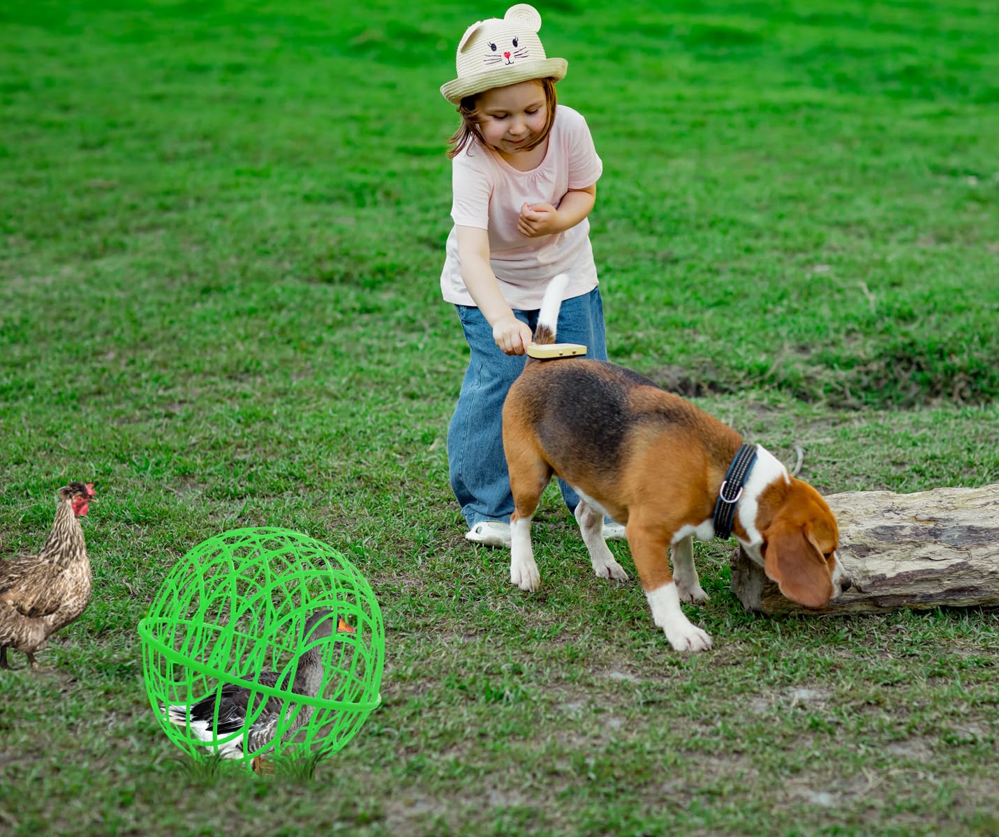 CalorMixs 15.7 Ball-Shaped Movable Chicken Coop,Pigeon Rabbit Duck Safe Walking Net,Preventing Trampled by Horse,Predation by Ea