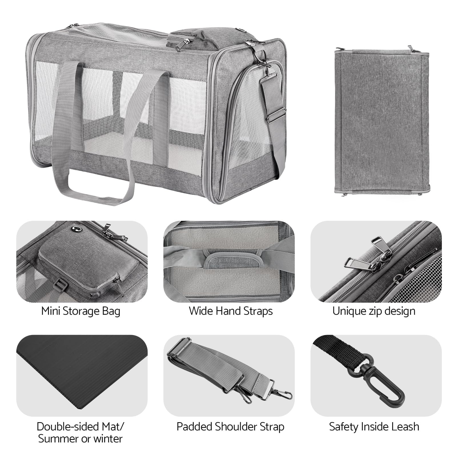 Maxetodo Airline Approved Pet Carrier For Cats Dogs Soft Travel Bag With Breathable Honeycomb Board,Removable Support Board For