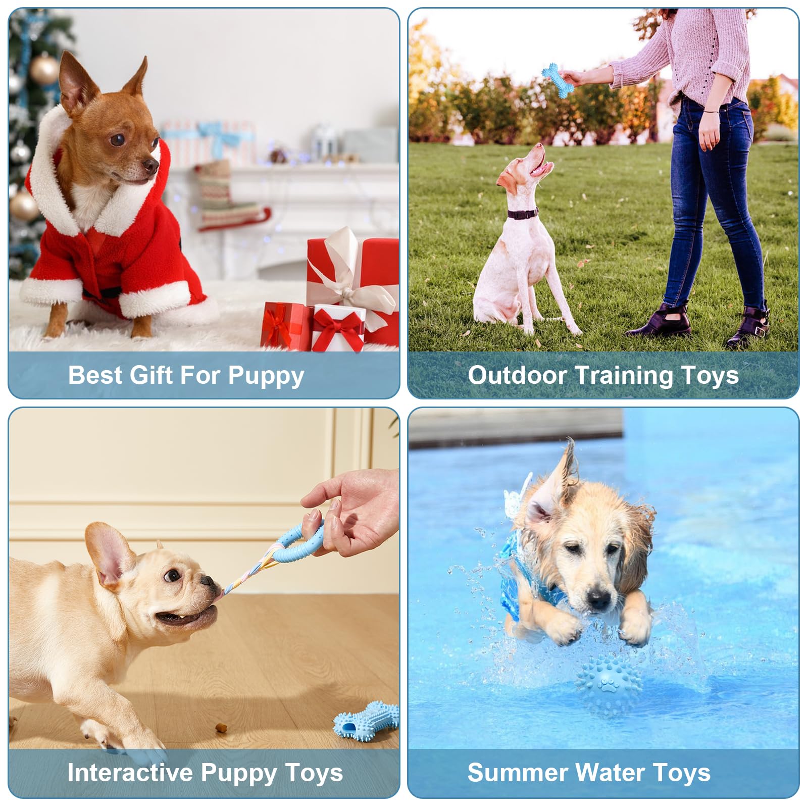 6 Pack Dog Chew Toys For Puppy Cute Blue Small Dog Toys Puppy Dog Toys For Teething Soft Durable Interactive Chew Toy For Small