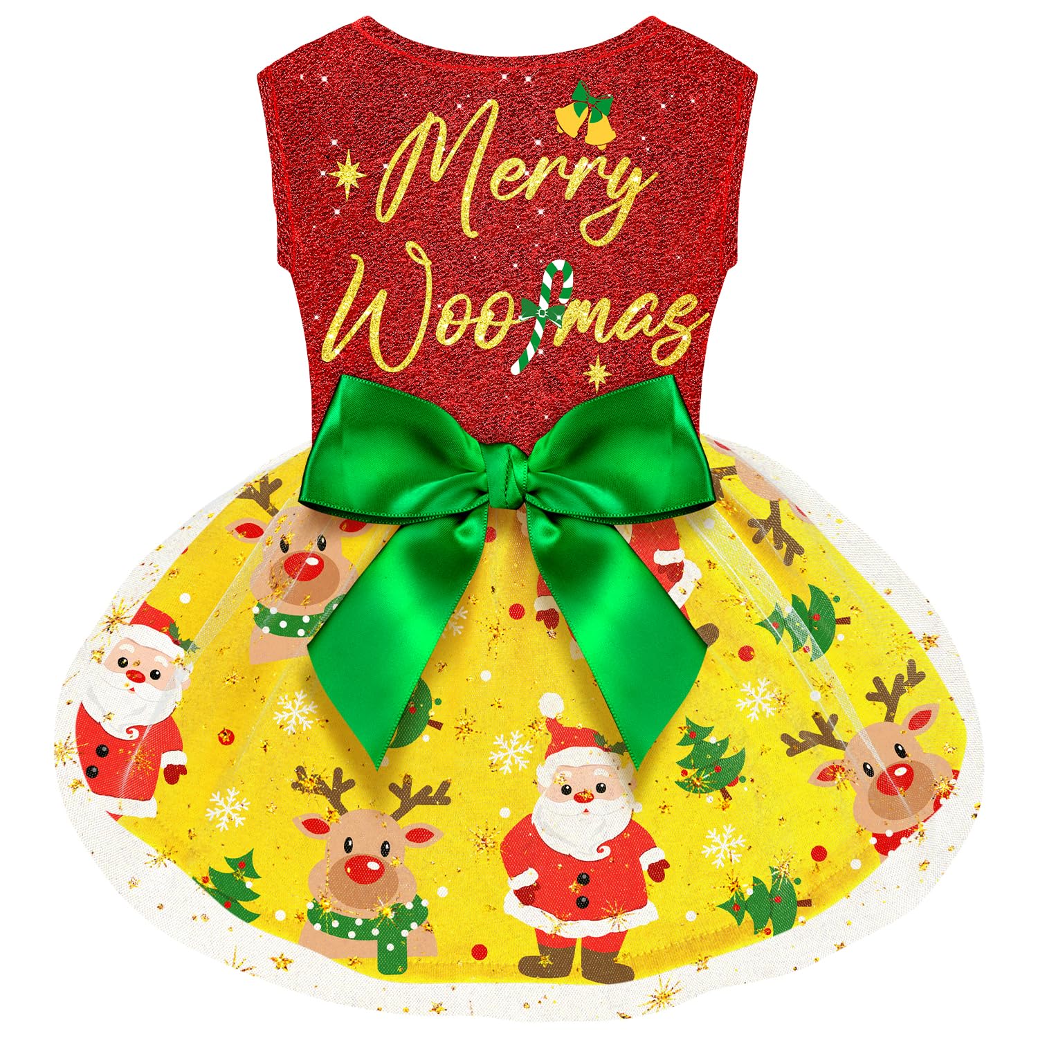 Dog Christmas Outfit And Costume - Funny Puppy Dress With Bow For Small And Large Dogs - Pumpkin Witch Bat Pet Halloween Costume