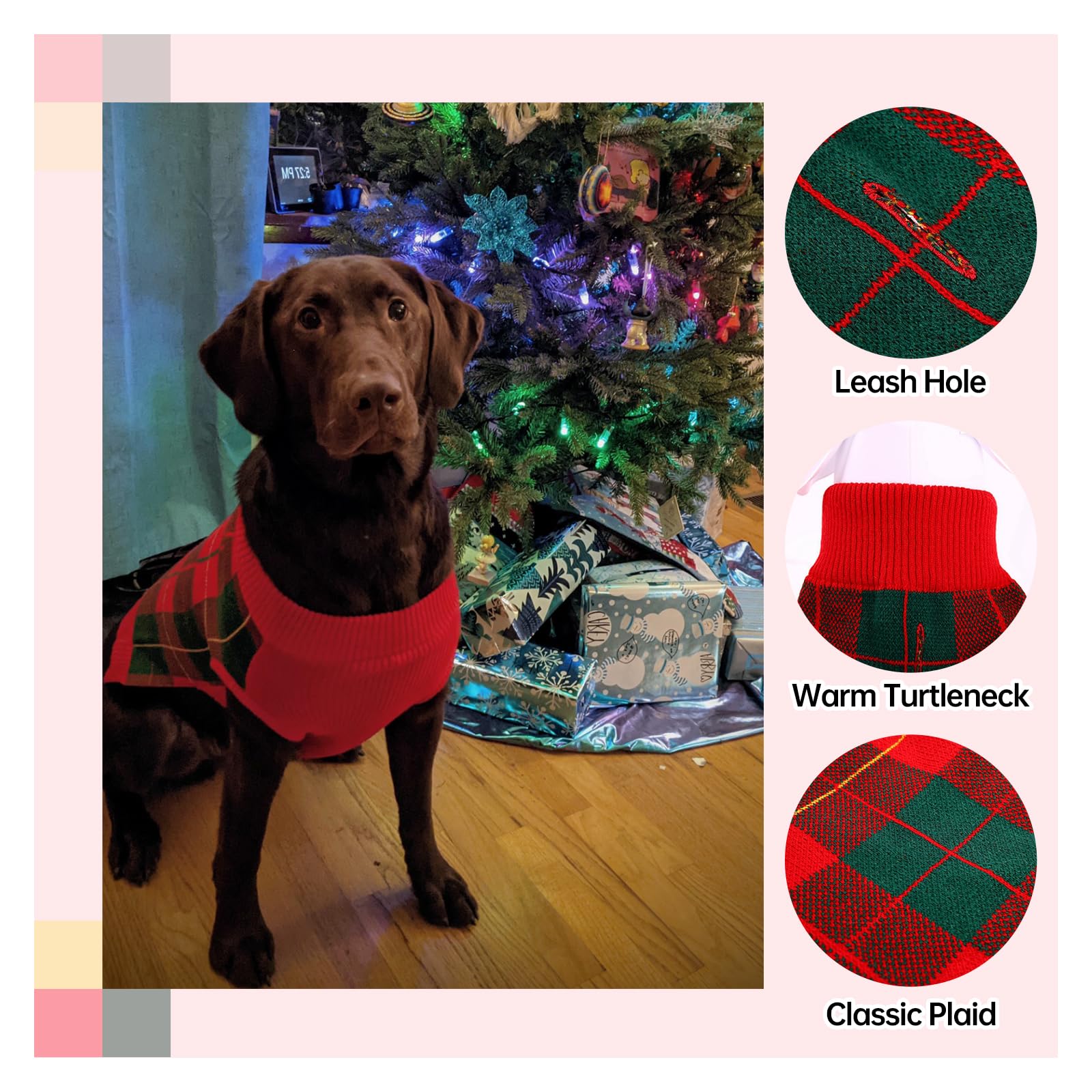 Qbleev Small Dog Sweater, Puppy Sweaters Vest With Harness Hole Dog Christmas Sweater Warm Winter Pet Sweaters Soft Fall Dog Swe