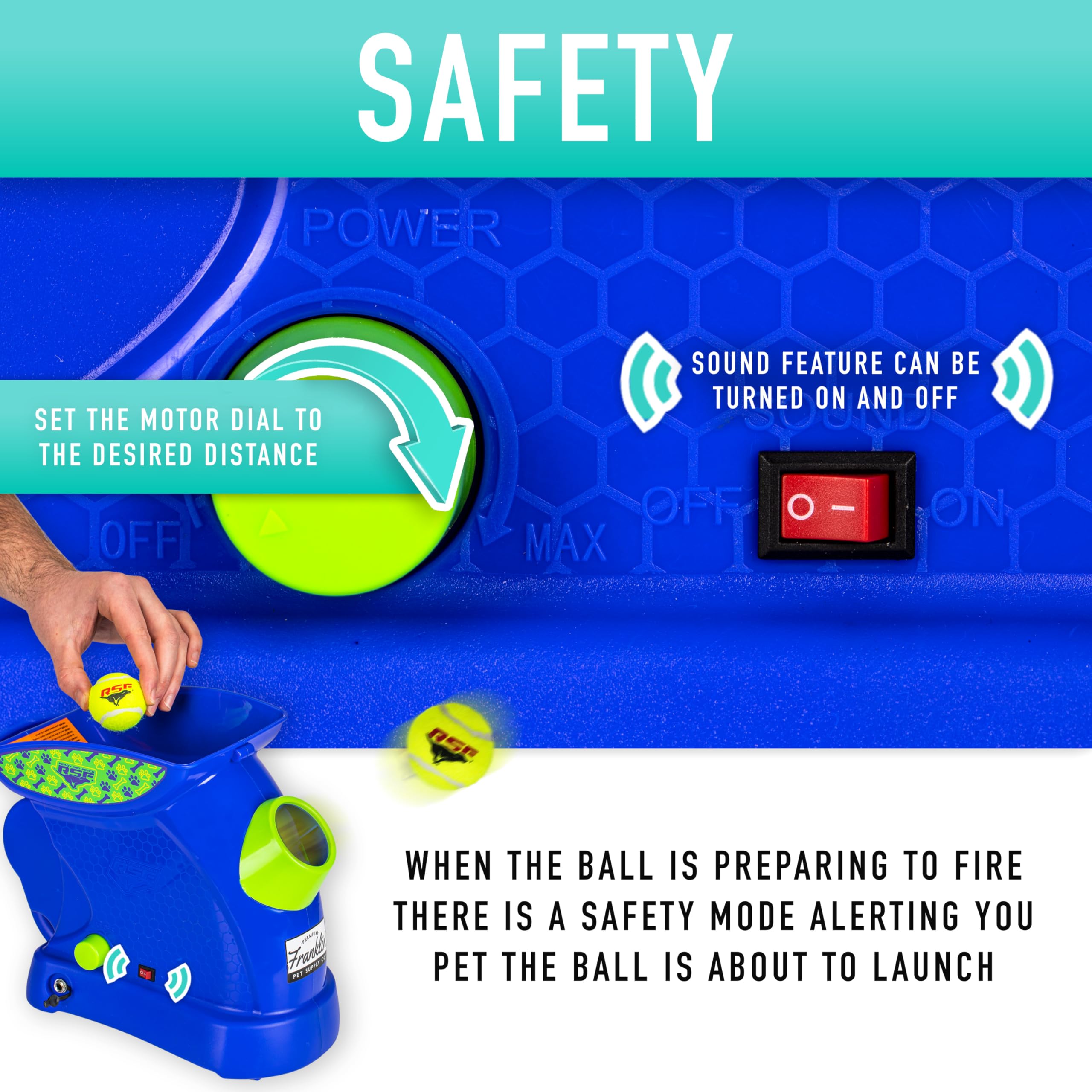 Franklin Pet Supply Co. Ready Set Fetch Mini Automatic Tennis Ball Launcher Dog Toy - Electronic Mini Tennis Ball Thrower for Fe