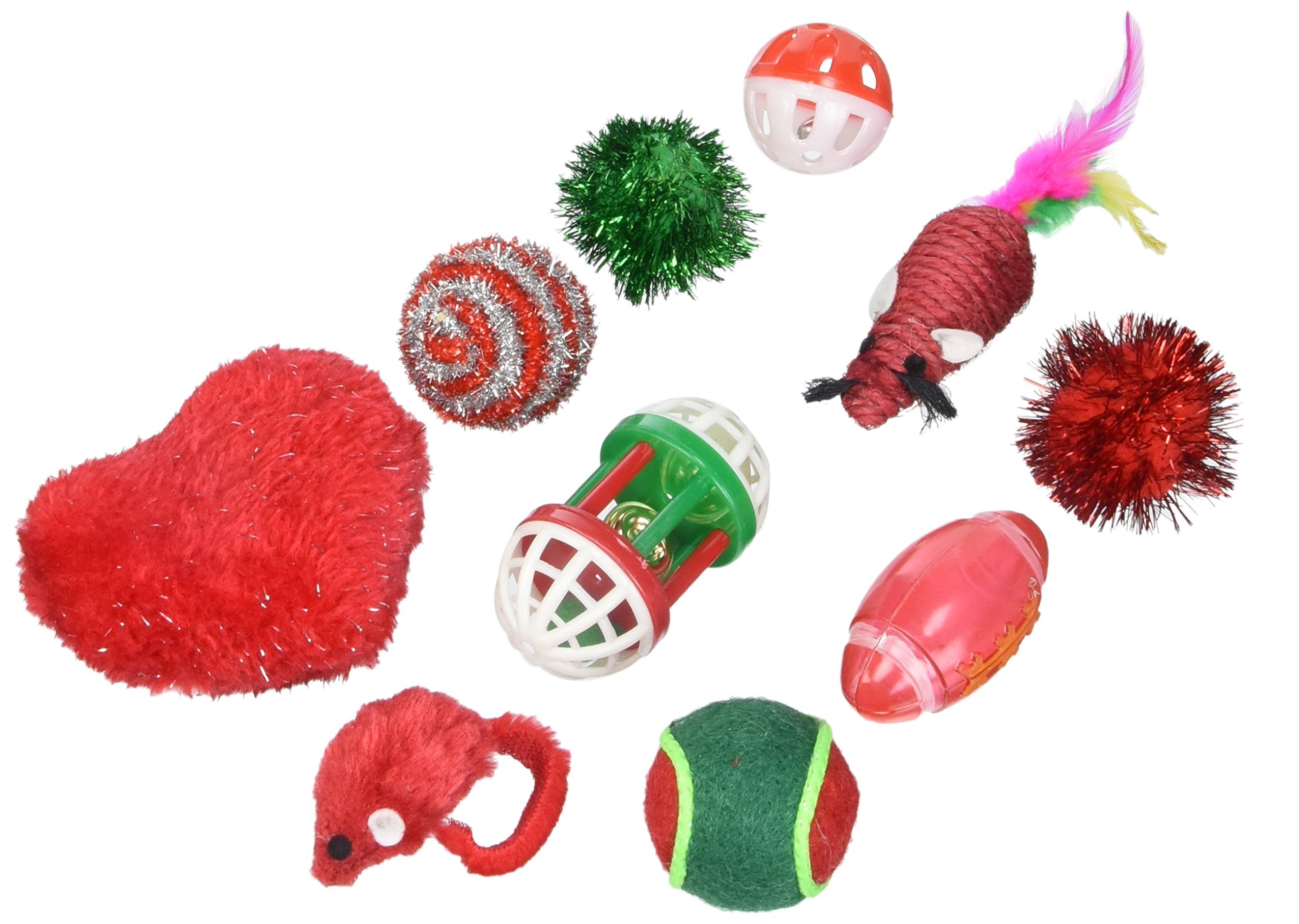 Grriggles Zanies Fun Filled Holiday Cat Stocking With Assorted Cat Toys