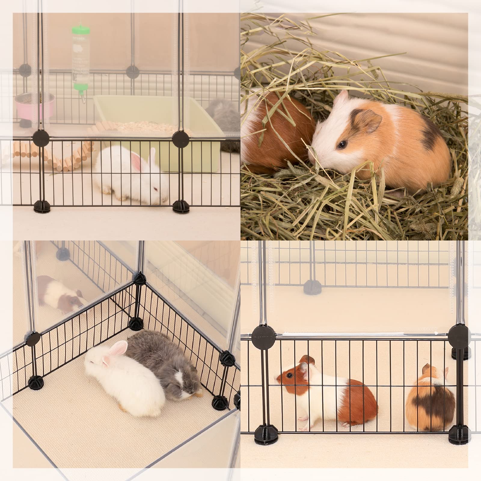 Dinmo Rabbit Playpen, Guinea Pig Cages, Hamster Cages, Iron Net Bottom Design For Small Animal, Bunny, Ferret, Hedgehog, Diy, Ex