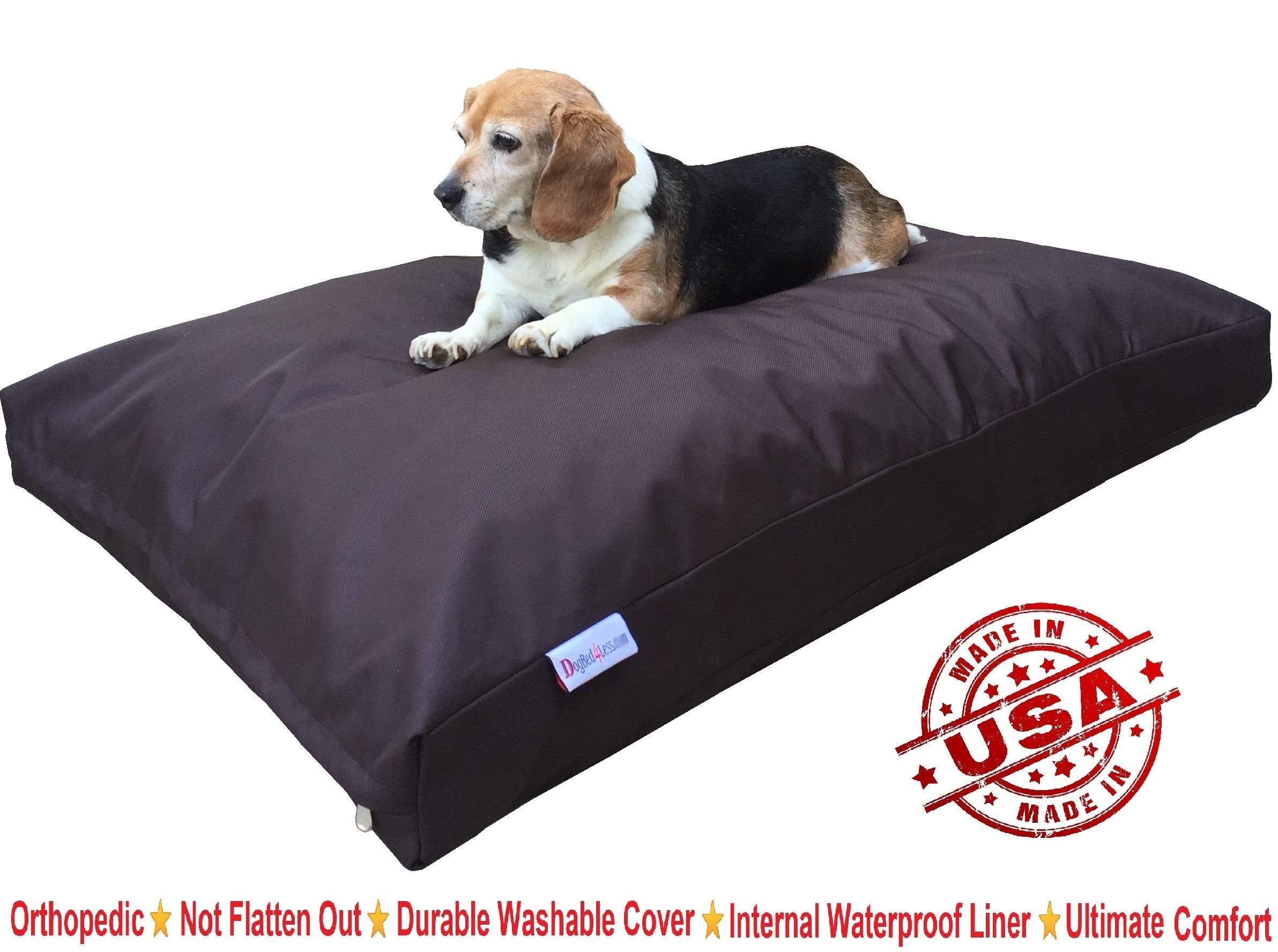Dogbed4less XL Memory Foam Dog Bed for Medium to Large Dogs, Waterproof Nylon Cover, 40"x35", Seal Brown