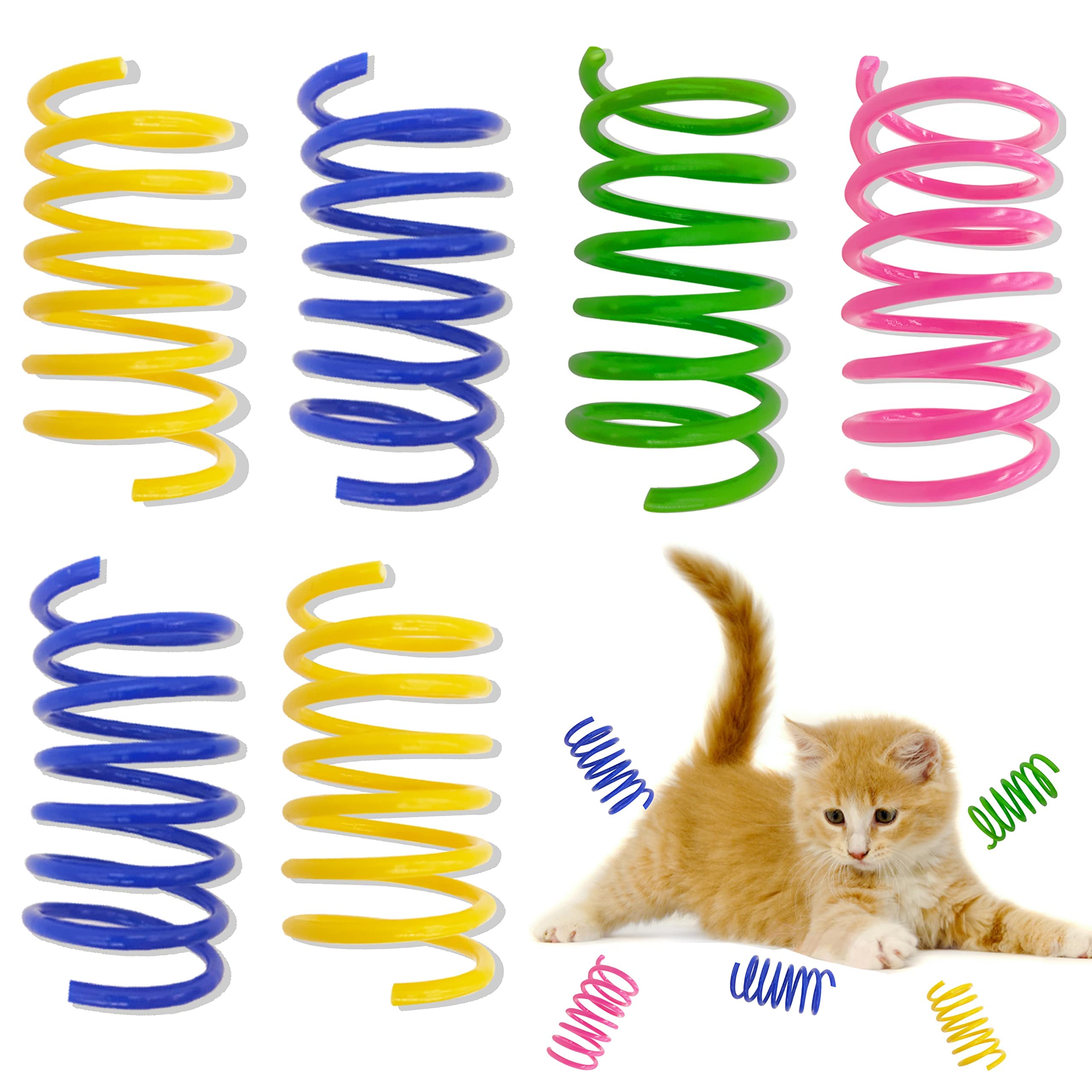 Quvovid Cat Spring Toys 40 Packs Colorful Plastic Spring Coils Attract Cats To Swat, Bite, Cat Toys For Indoor Cats For All Bree
