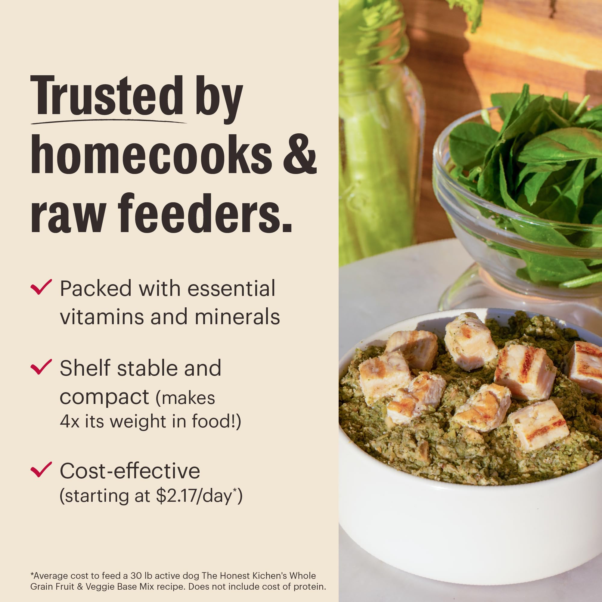 The Honest Kitchen Human Grade Wholemade Dehydrated Whole Grain, Veggie & Fruit Base Mix Dog Food (Just Add Protein), 7 lb Box