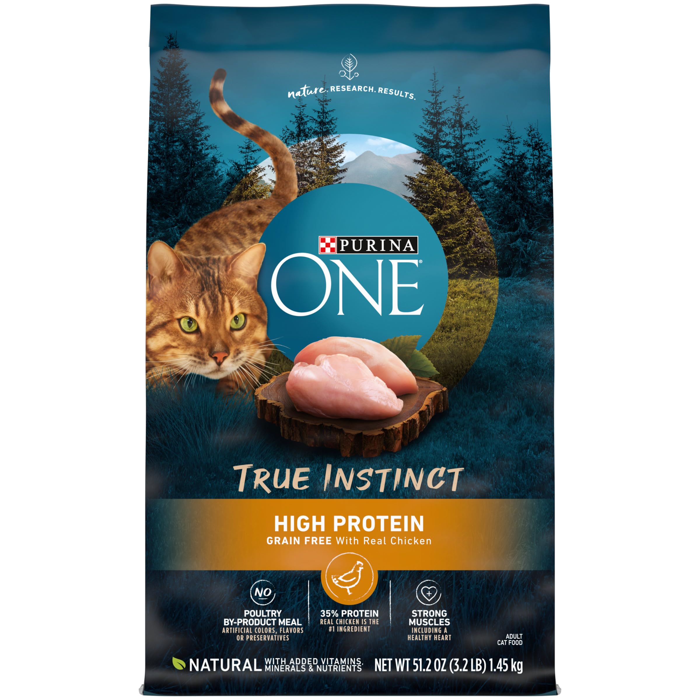 Purina ONE Natural, High Protein, Grain Free Dry Cat Food, True Instinct With Real Chicken  3.2 lb. Bag