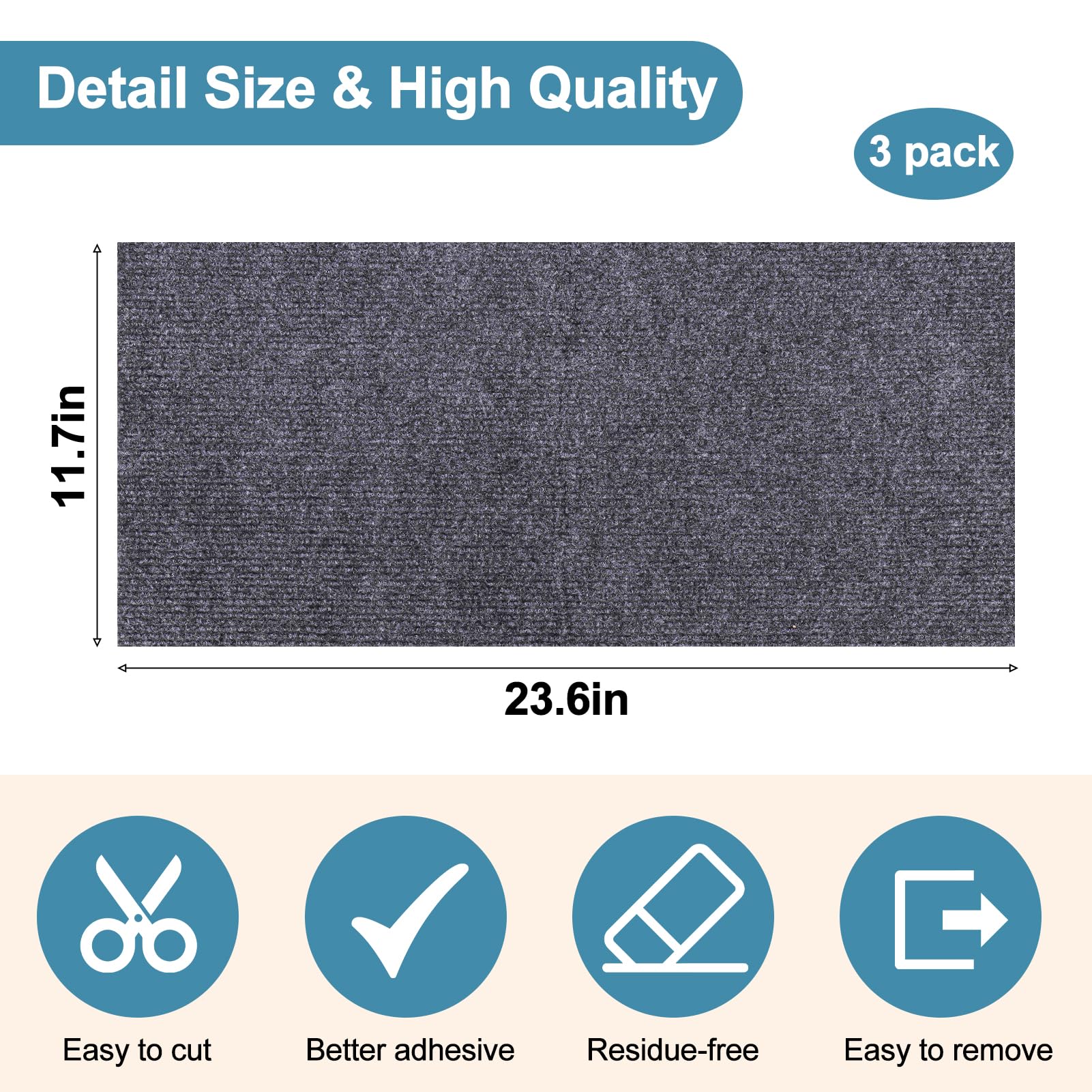 Palksky Climbing Cat Scratcher Mat, 3Pcs 23.6'X11.8' Trimmable Self-Adhesive Cat Scratching Board, Diy Cat Scratching Pads For
