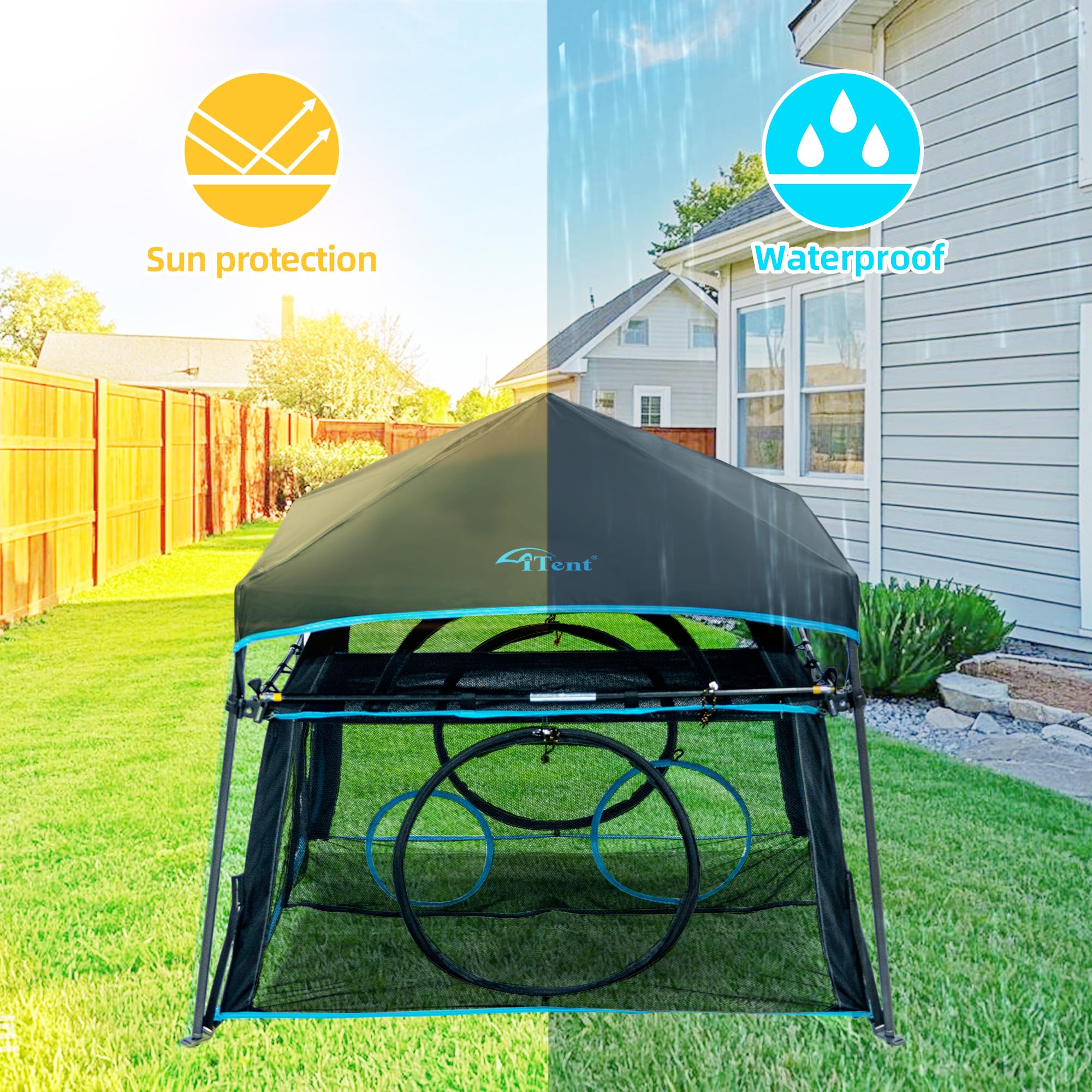 Itent Large Catio Outdoor Cat Enclosure,2 Tier Cat Tent, Spacious, Sturdy Outdoor Catio,Portable And Foldable Playpen Play Tents