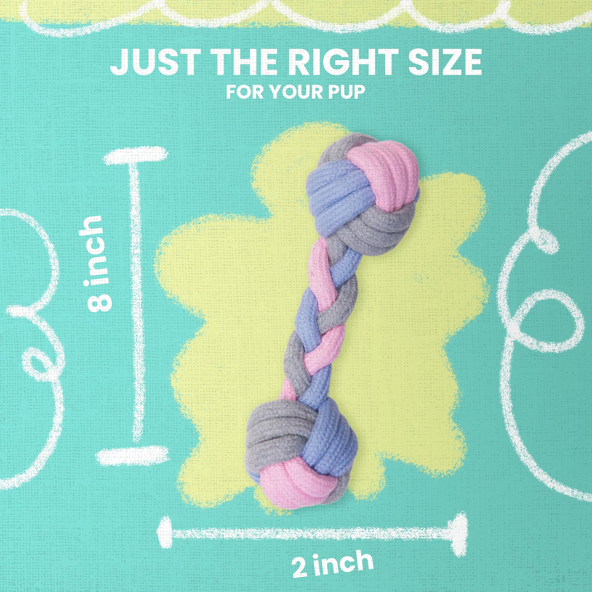 Snugarooz Pastel Knots Rope Dog Toy ?Durable Two-Knot Design In Fun Pastel Colors - Perfect For Tugging - Chewing And Interactive Play