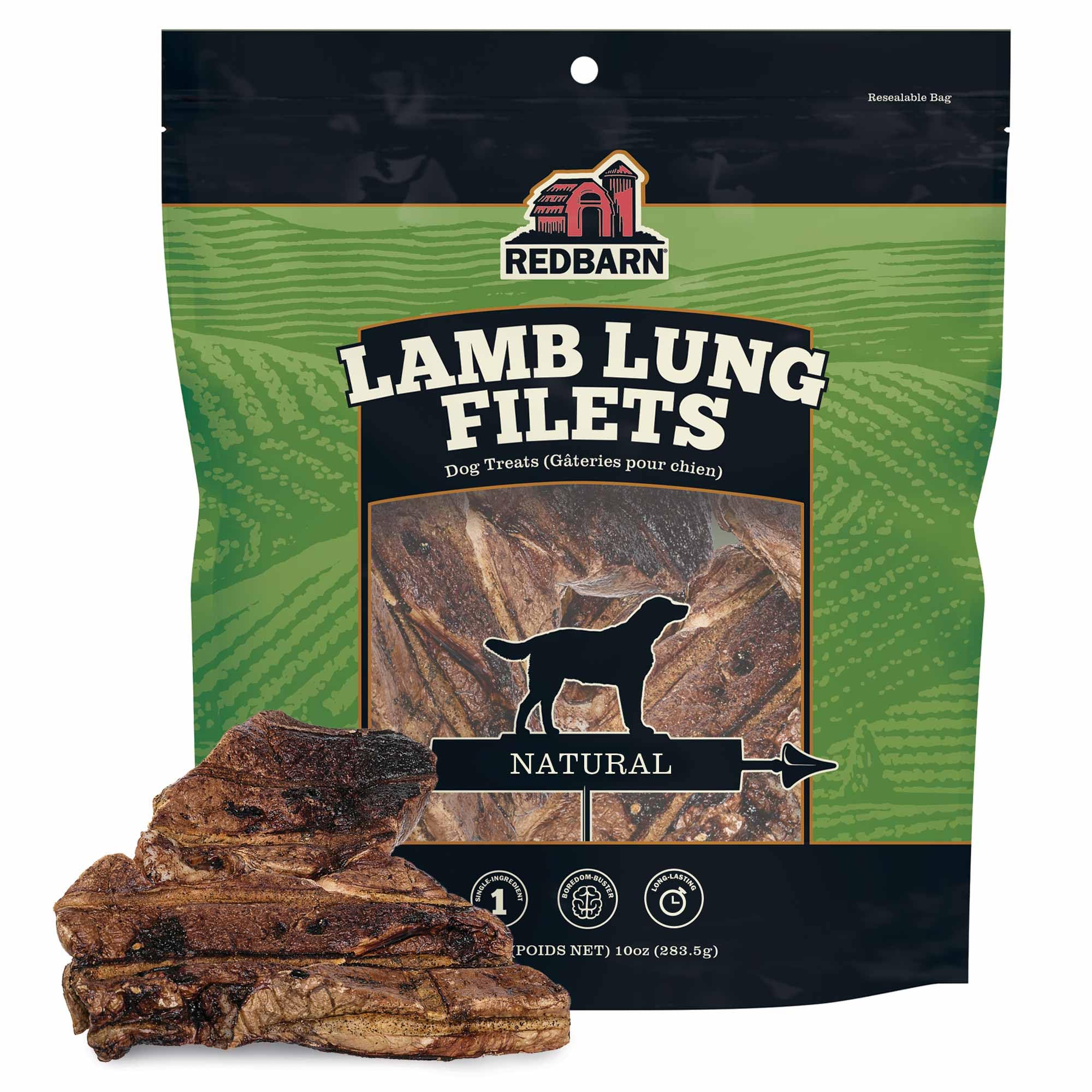 Redbarn Lamb Lung Filets - Oven Roasted Jerky-Style Dog Treats, Flavorful, Tasty & Highly Palatable Chews, Single Ingredient Pro