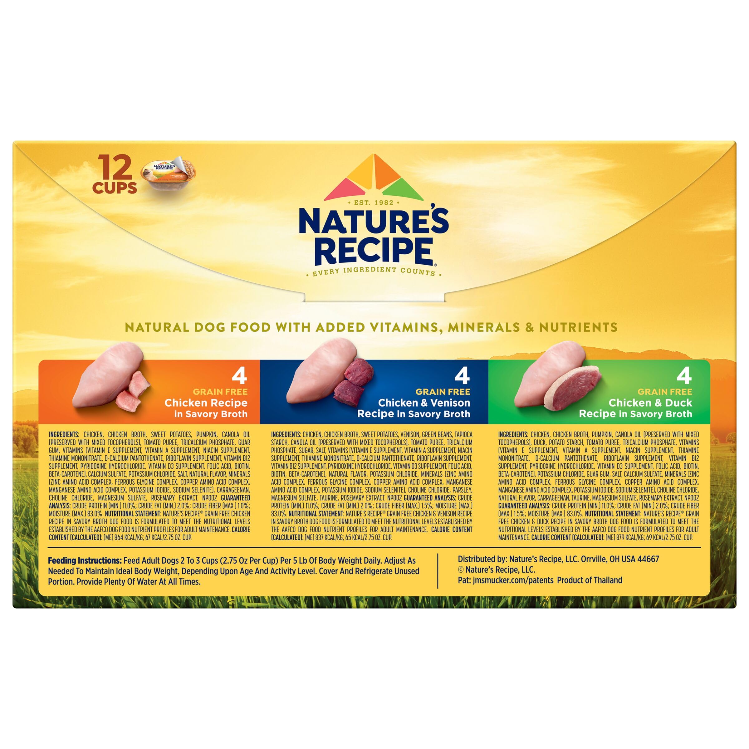Natures Recipe Grain Free Chicken Recipe, Chicken & Venison Recipe and Chicken & Duck Recipe in Savory Broth Variety Pack Wet Do