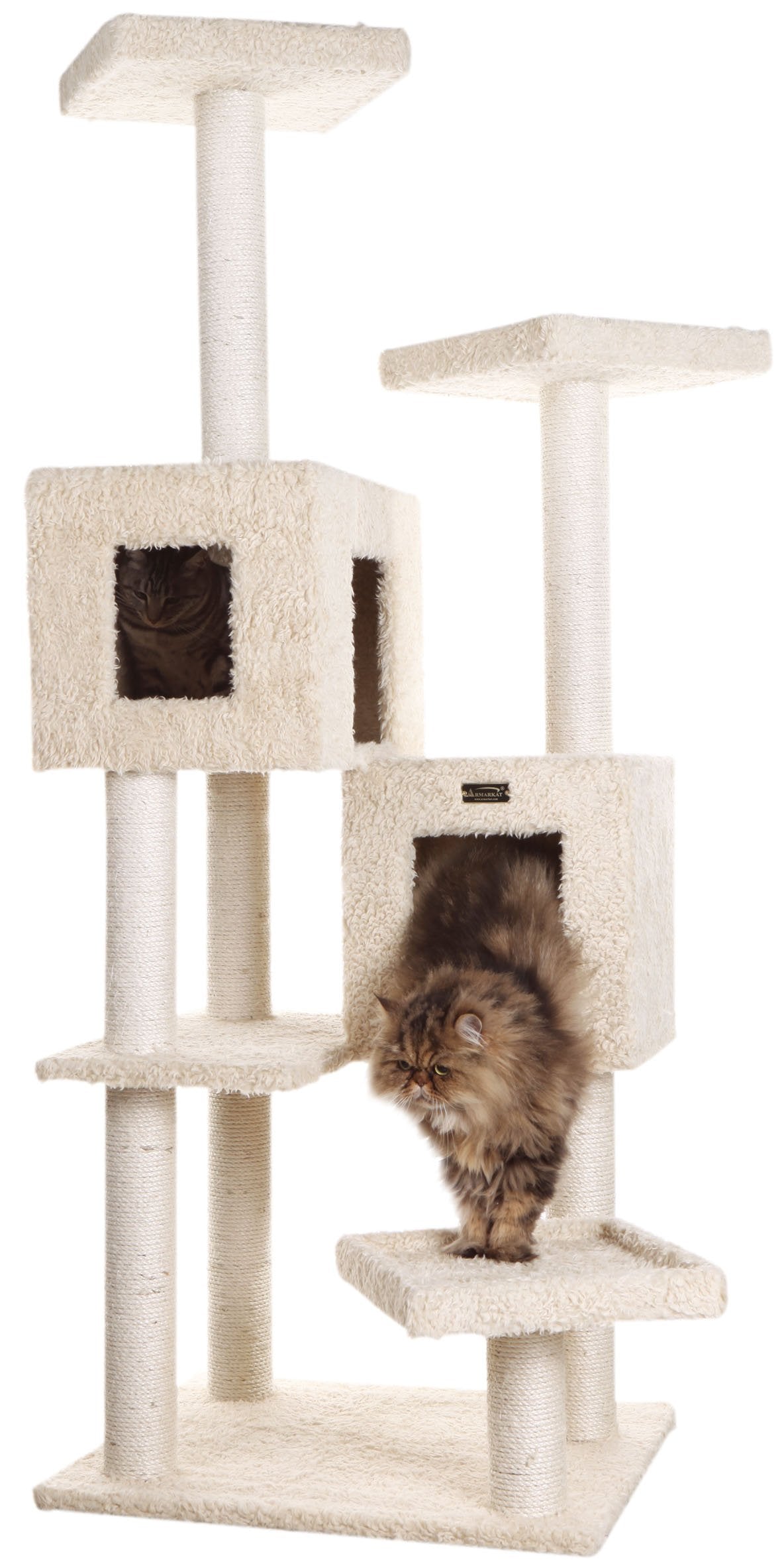 Armarkat A6702 Pet Cat Tree with Two Real Wood Houses, 67, Beige