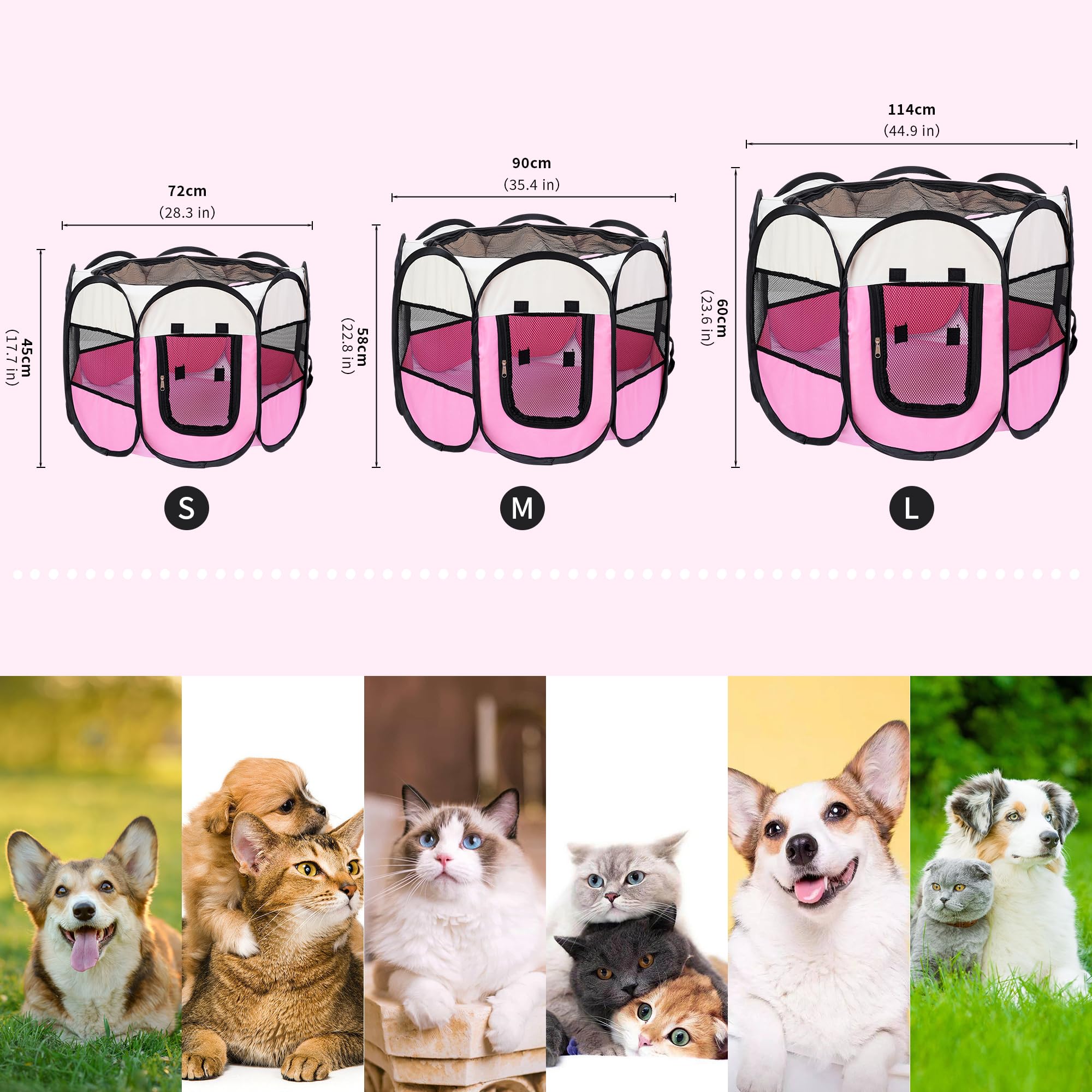 Mile High Life | Foldable Dog Playpen | Portable Dog Crate W Removable Shade Cover | Dog Kennel Indoor/Outdoor W Carry Case | Pen Tent For Dog/Cat/Rabbit(Beige Pink, Medium (36'X36'X23'))