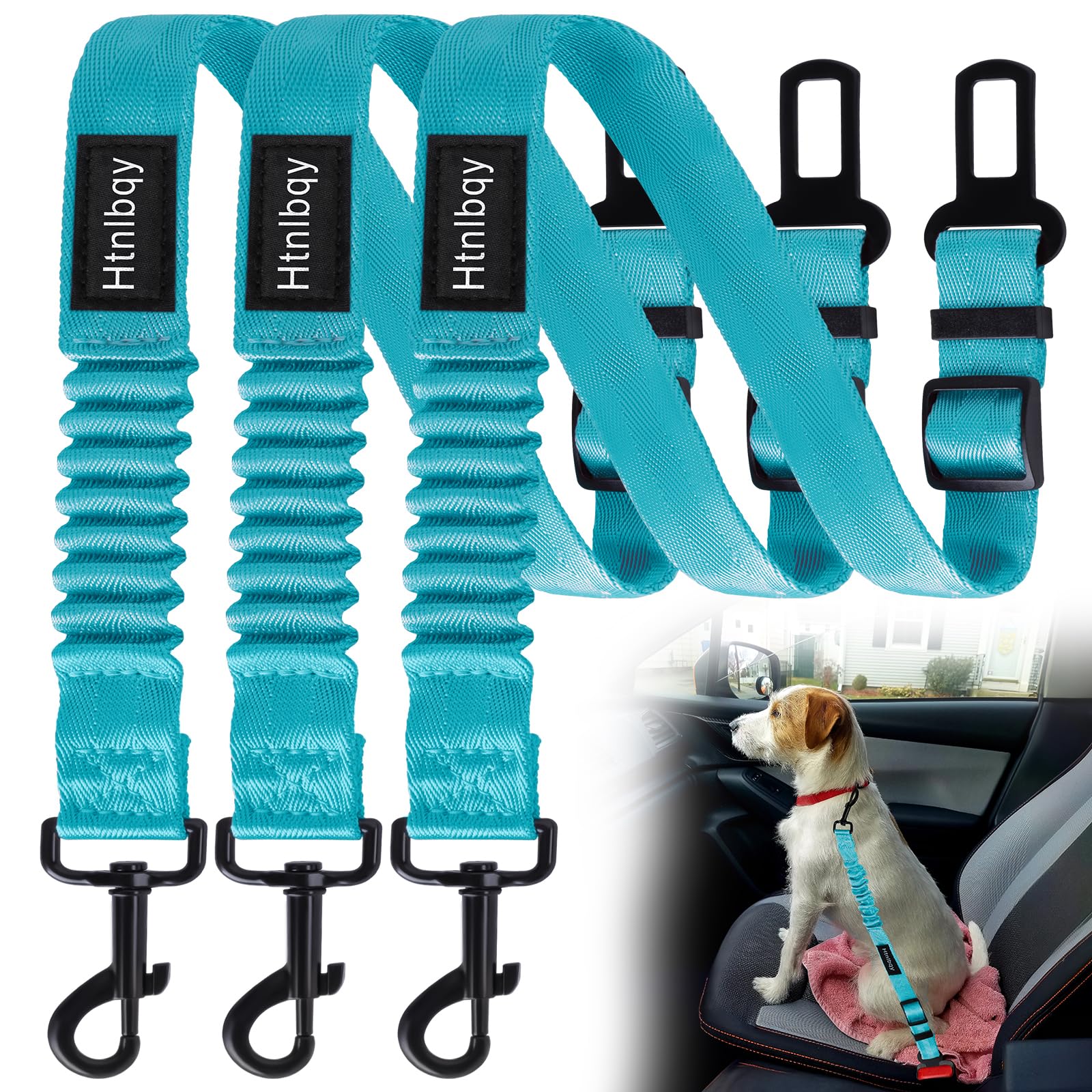 3 Pack Thickened Adjustable Dog Car Harness, Retractable Dog Car Harness Adjustable Dog Seat Belt for Car, Dog Car Leash Made of