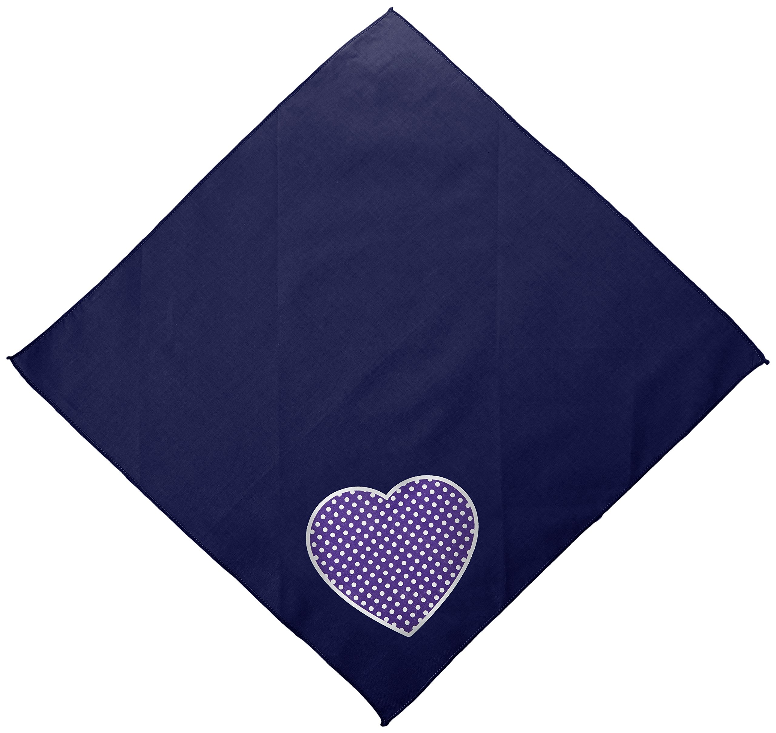 Mirage Pet Products Purple Swiss Dot Heart Screen Print Bandana for Pets, Small, Navy Blue
