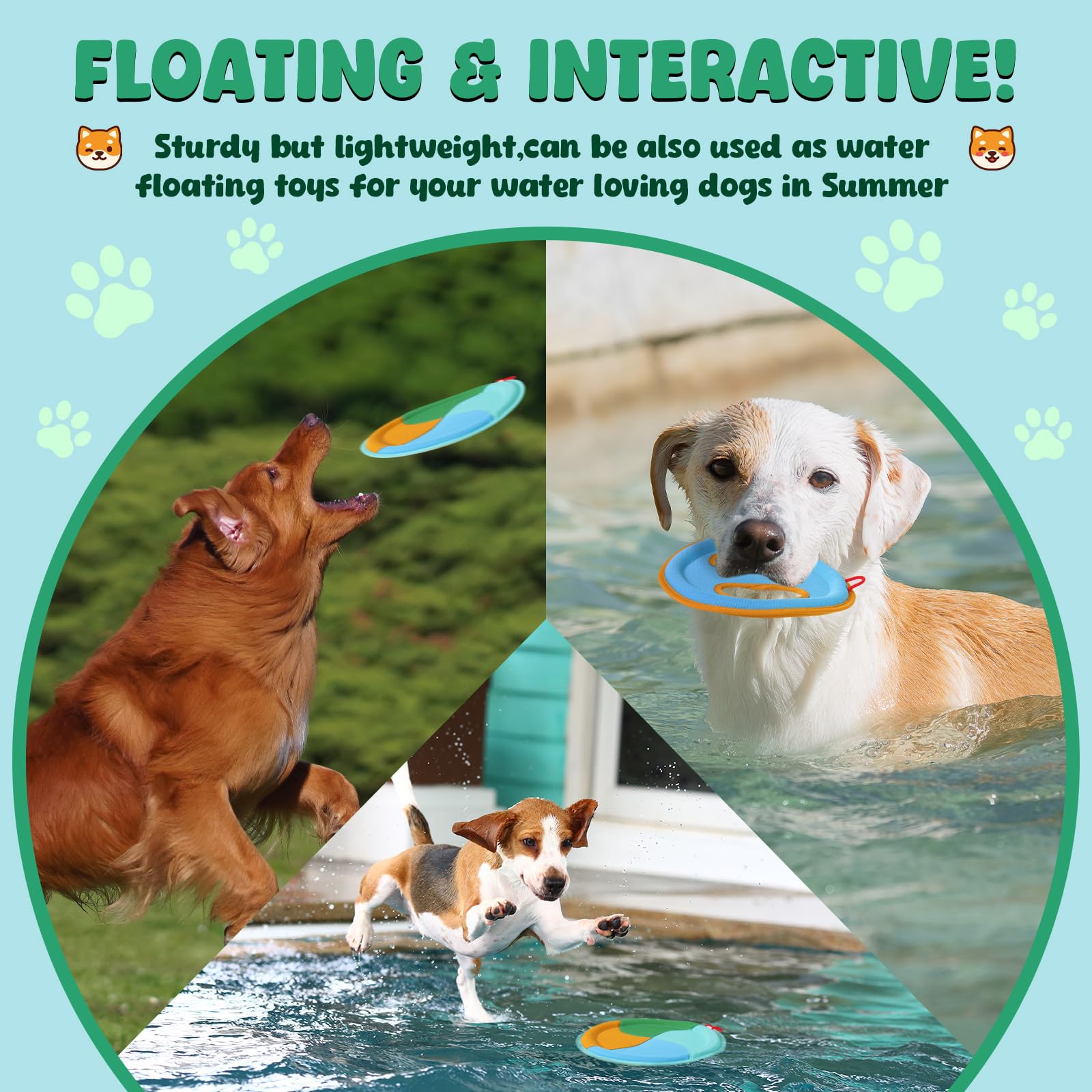 2 Pack Dog Pool Floating Flying Disc Toys, Interactive Dog Pool Water Toys That Float For Aggressive Chewers Bonding At Lake & B