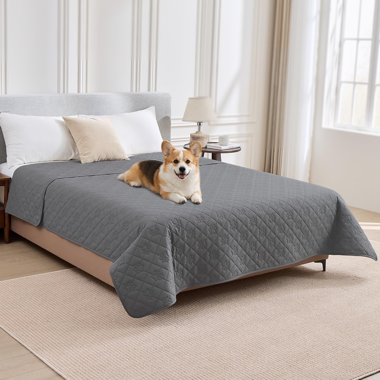 PAWFINITY Waterproof Bed Cover for Dogs, Pet Blanket for Mattress Washable