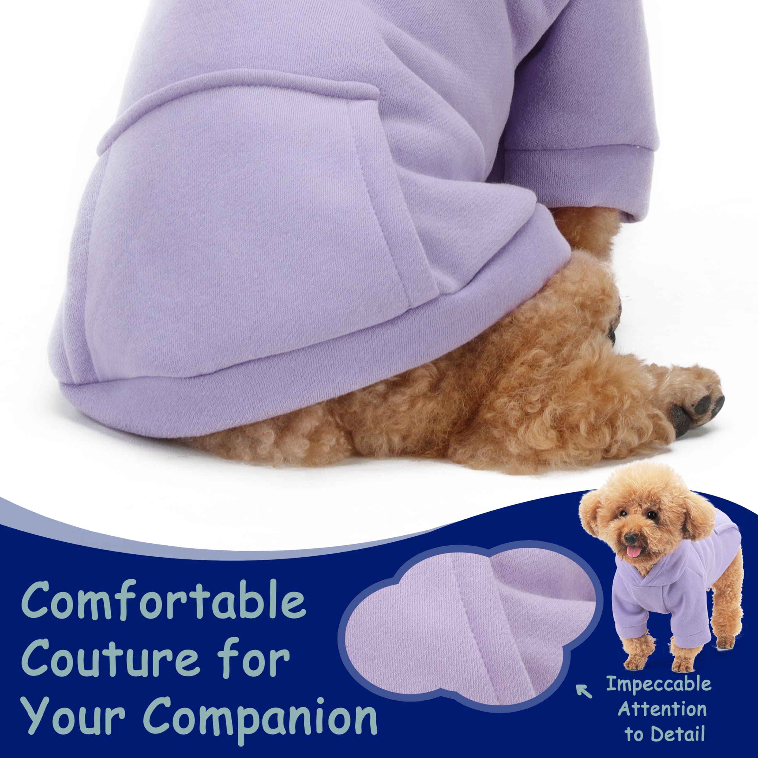 Winter Dog Hoodie with Pockets - Solid Color Polycotton Sweatshirt for Small, Medium, and Large Dogs - Soft, Warm, Cozy Pet Clot