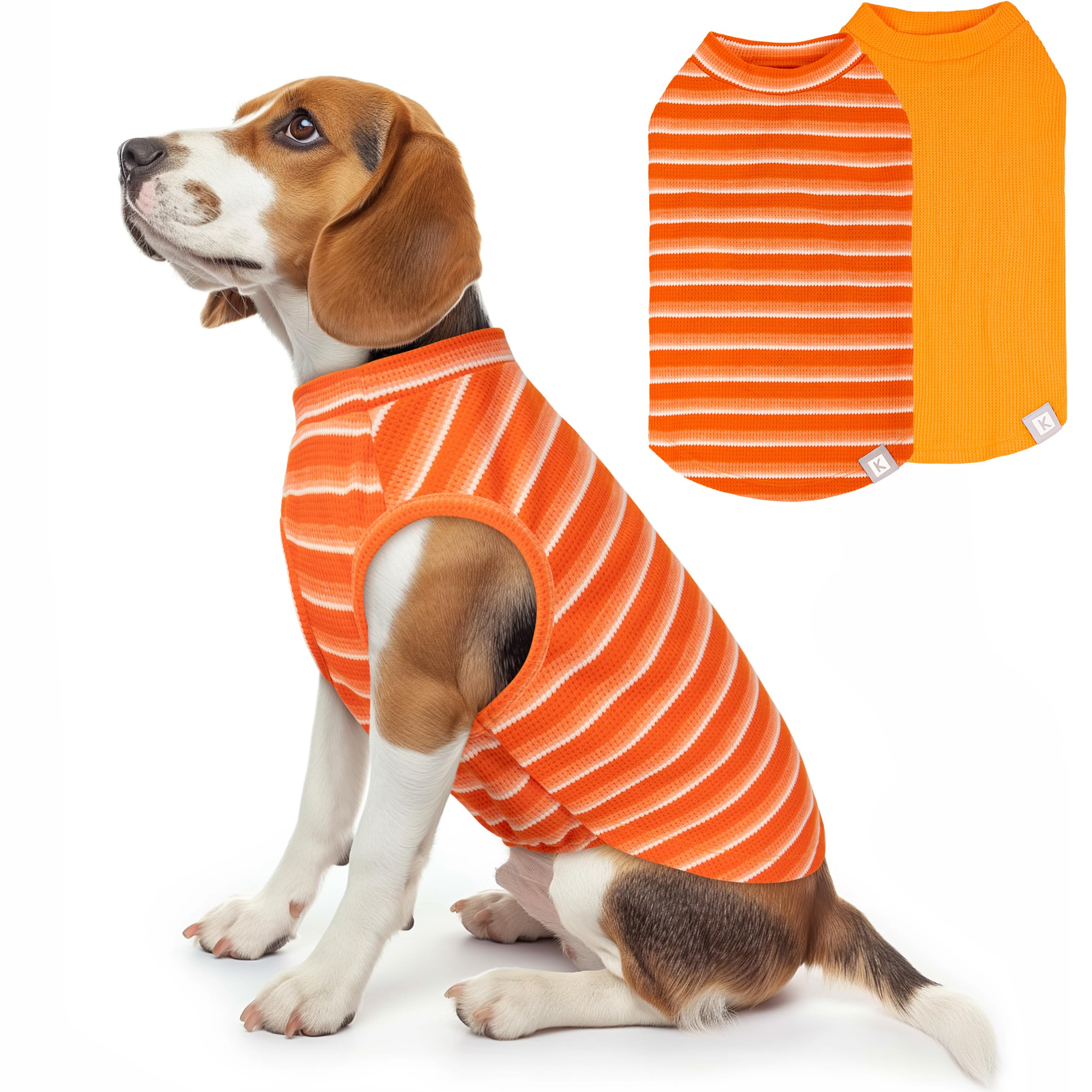 Kyeese 2Pack Waffle Dog Shirts For Small Dogs Stretchy T-Shirts Lightweight Tank Top Sleeveless Striped Shirt Vest Breathable Ca