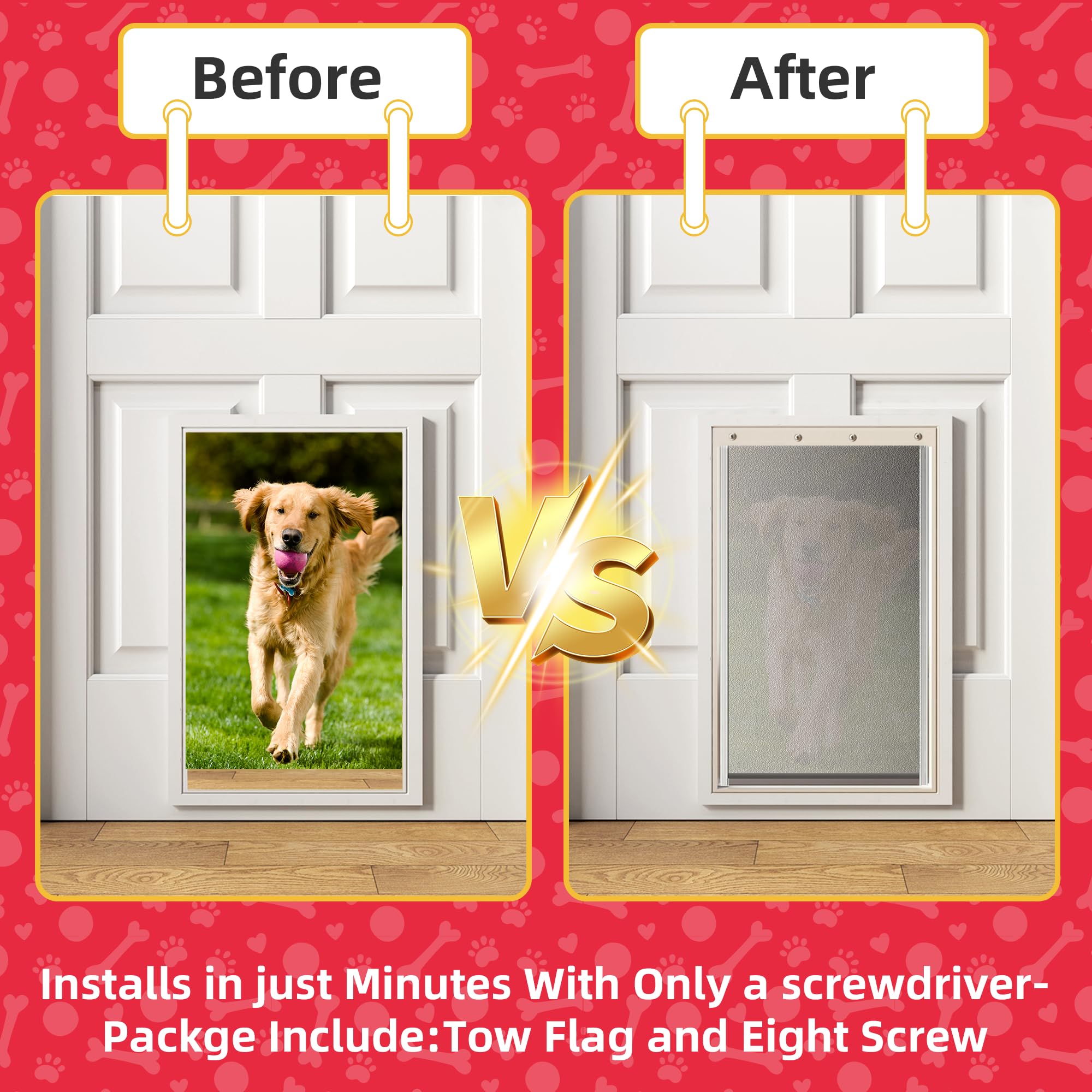 2PACK Medium Dog Door Replacement Flap with Screws, Doggie Door Replacement Flaps Compatible with PetSafe Freedom Doggie Doors P