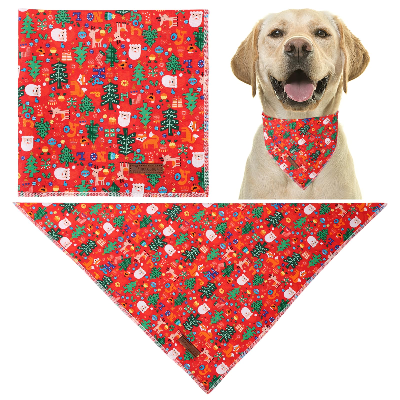 Up Urara Pup Christmas Dog Bandana, Christmas Tree Triangle Bid Scarf For Small Medium Dog, Cotton Pet Kerchief For Girl Boy Dog