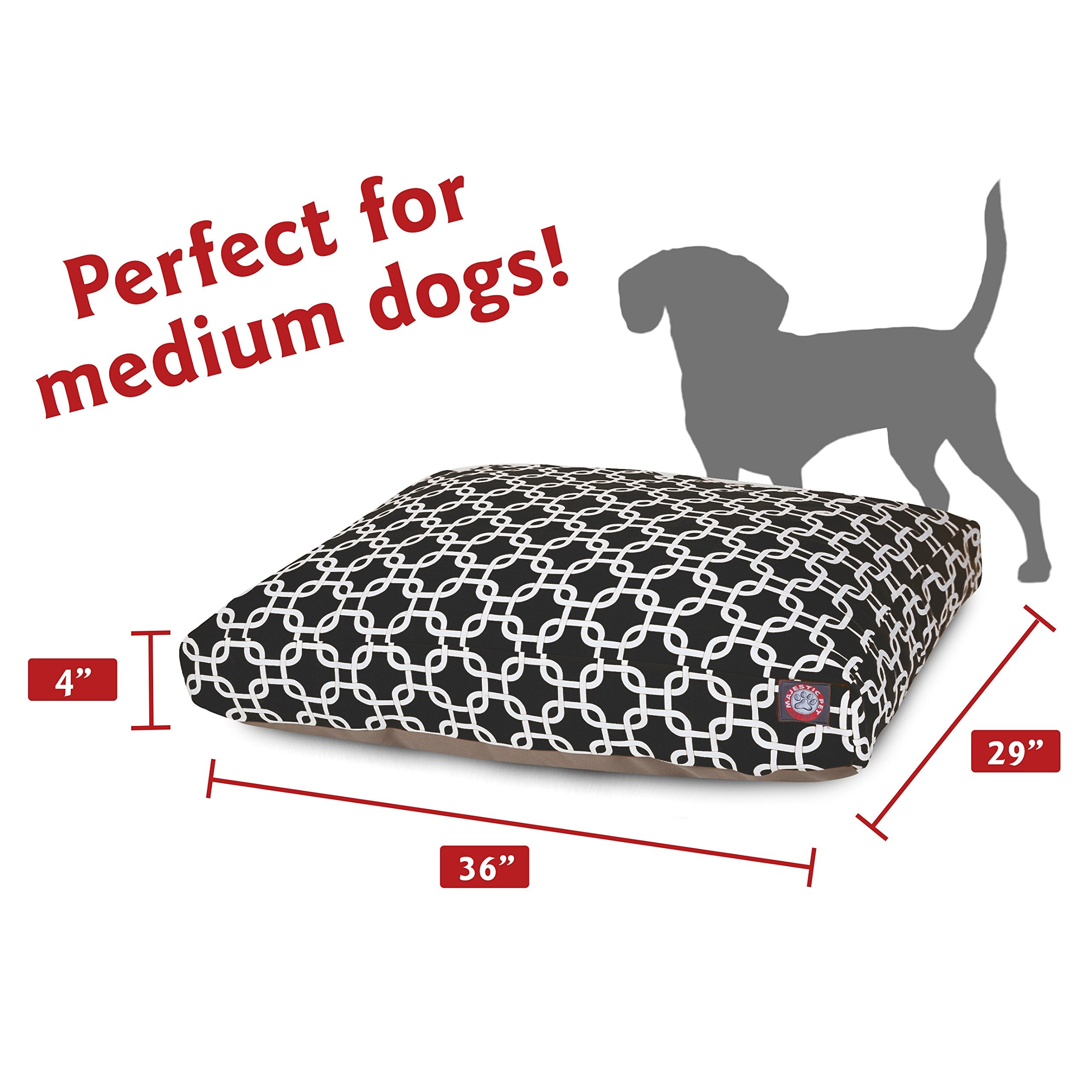 Black Links Medium Rectangle Indoor Outdoor Pet Dog Bed With Removable Washable Cover By Majestic Pet Products
