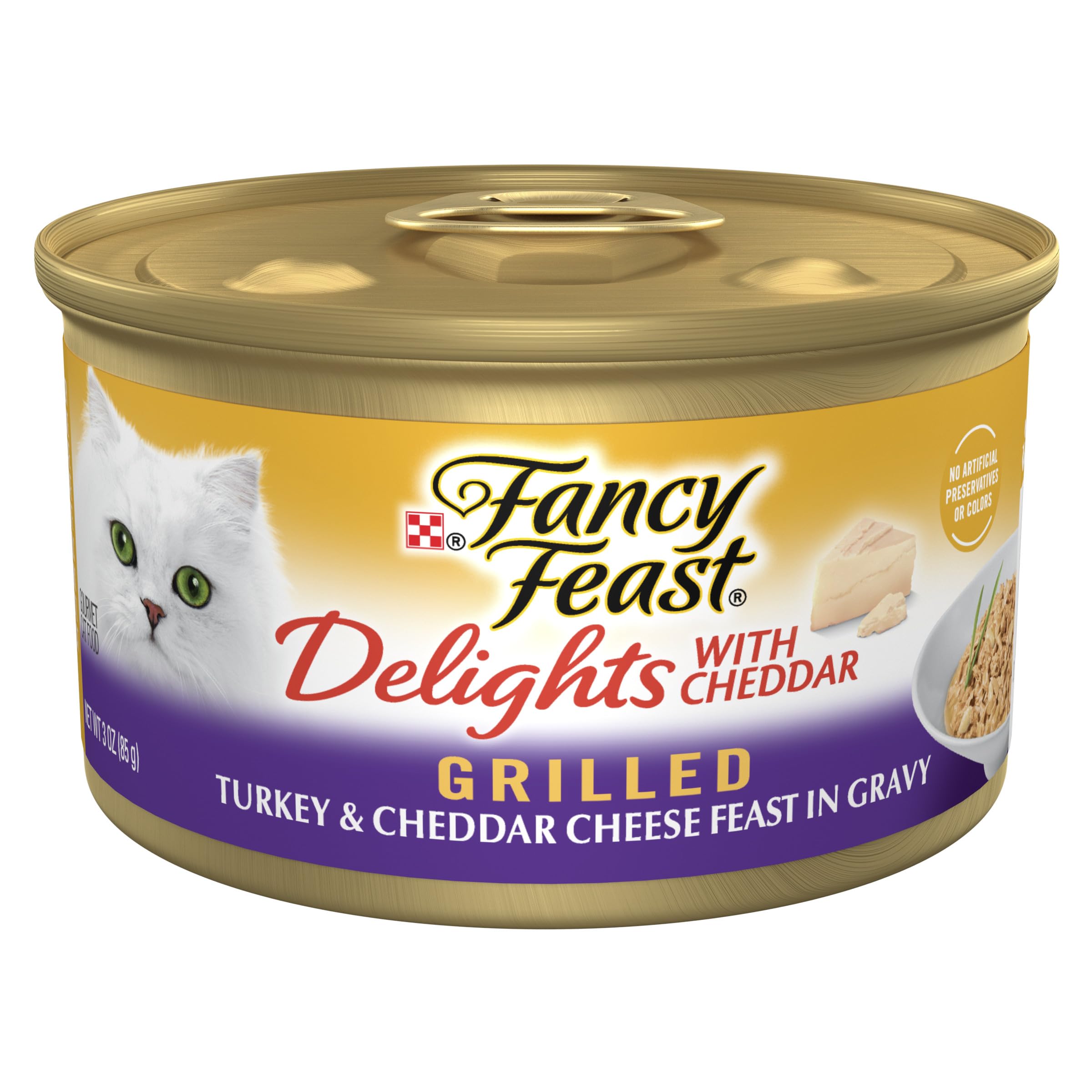 Purina Fancy Feast Delights With Cheddar Grilled Turkey and Cheddar Cheese Feast in Wet Cat Food Gravy Cat Food - (Pack of 24) 3